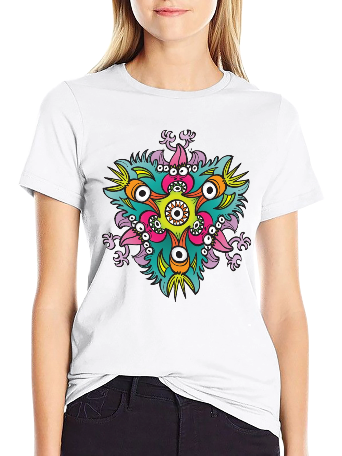 Eye-Catching Graphic Print Black T-Shirt