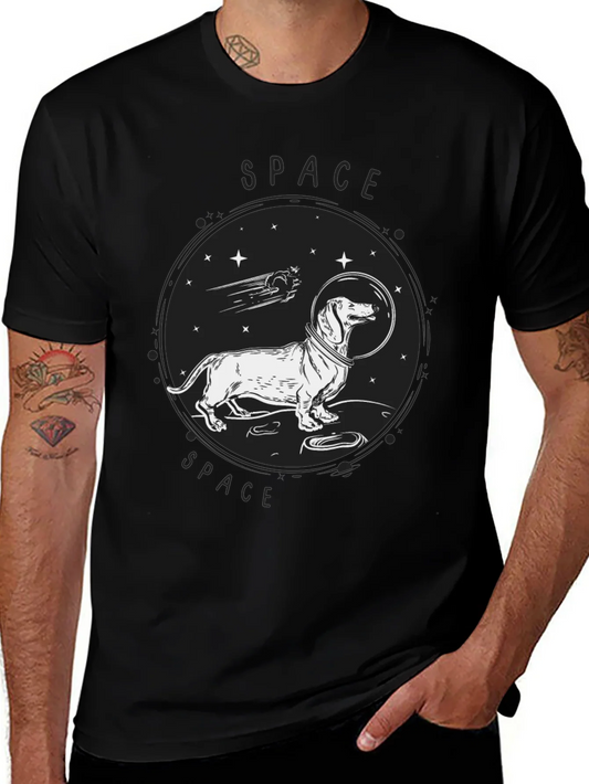 Dachshund Space Dog T-Shirt - Unisex Black Tee