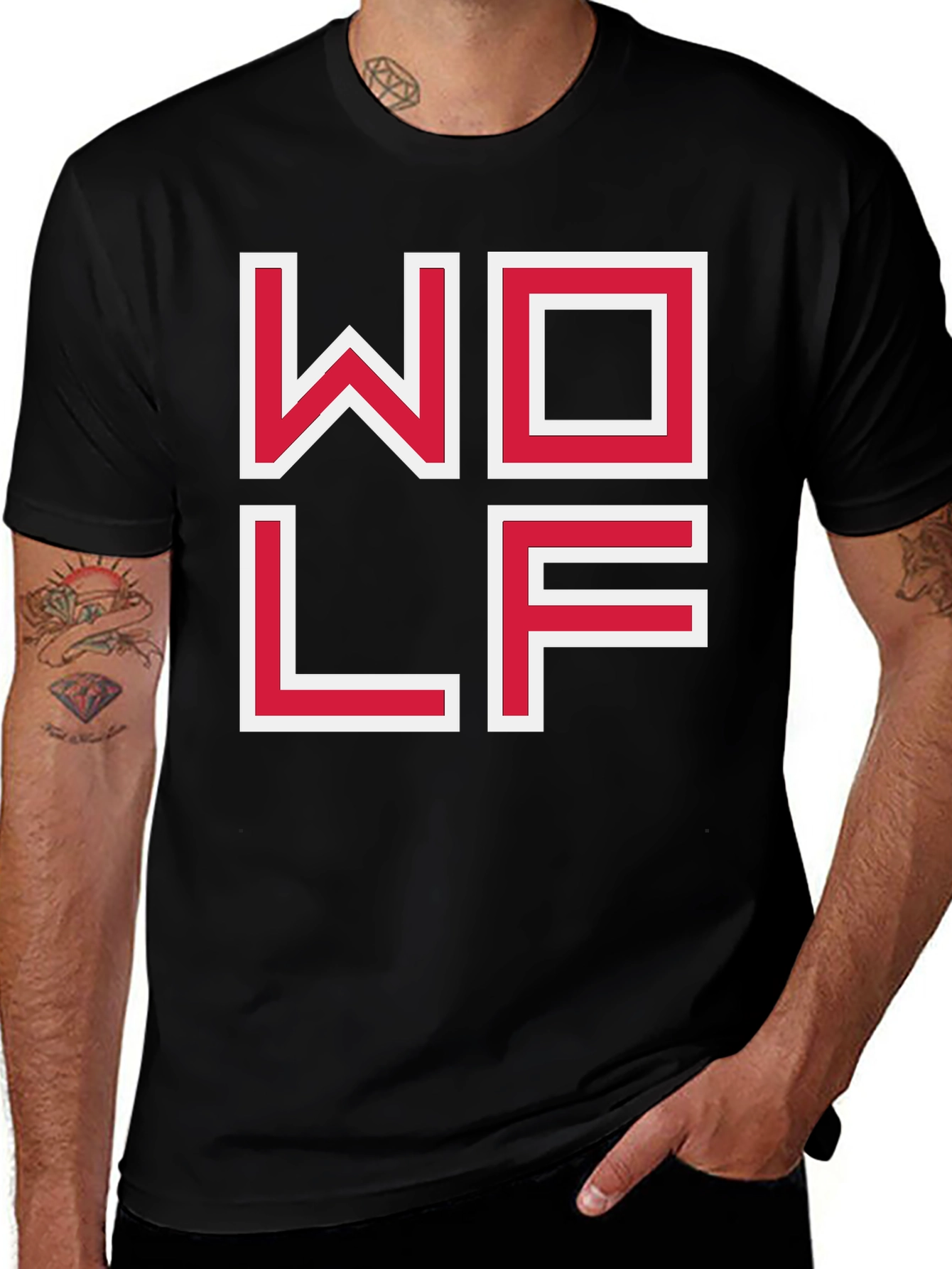 WOLF Graphic Tee - Modern Block Letter Design