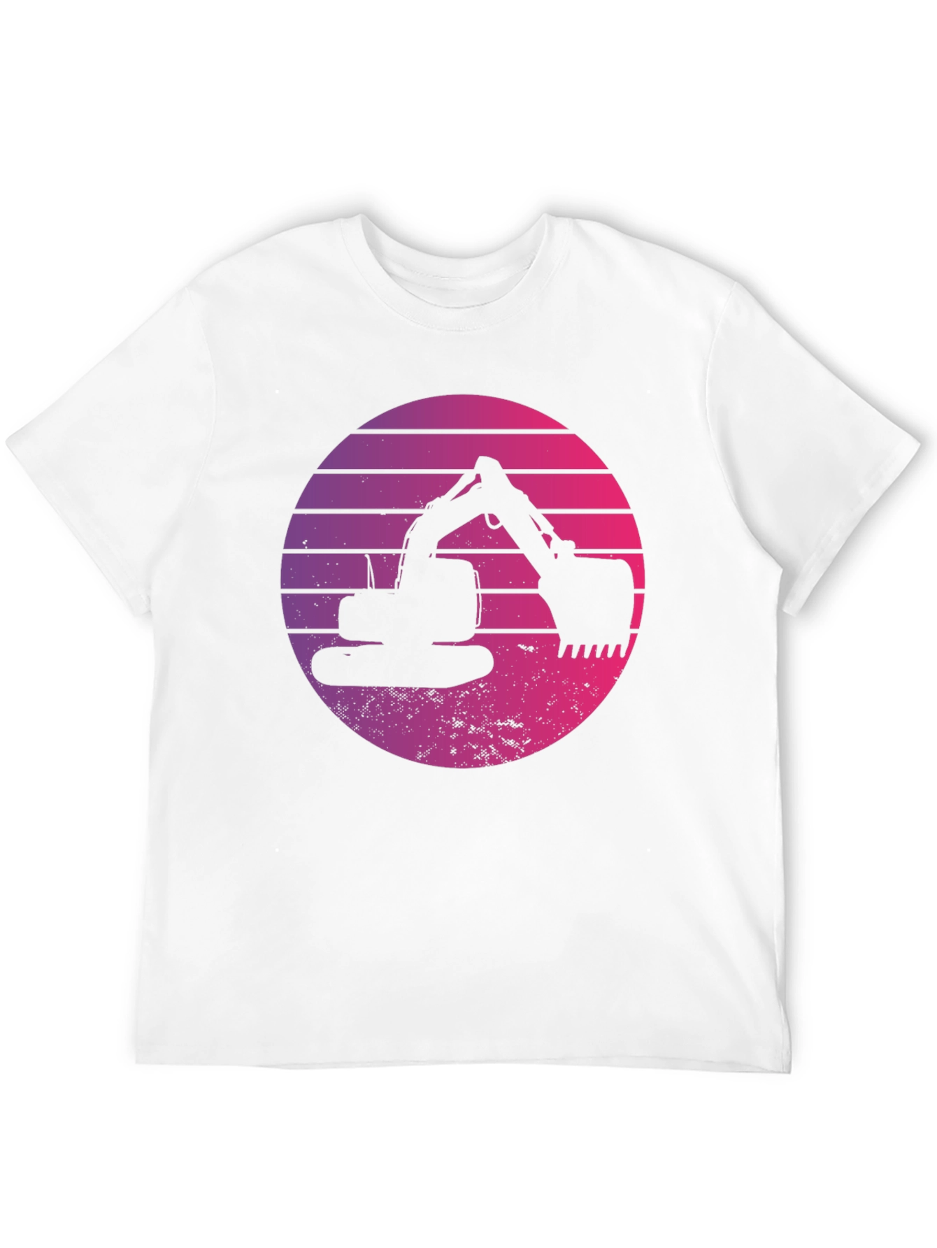 Retro Excavator Sunset Black T-Shirt