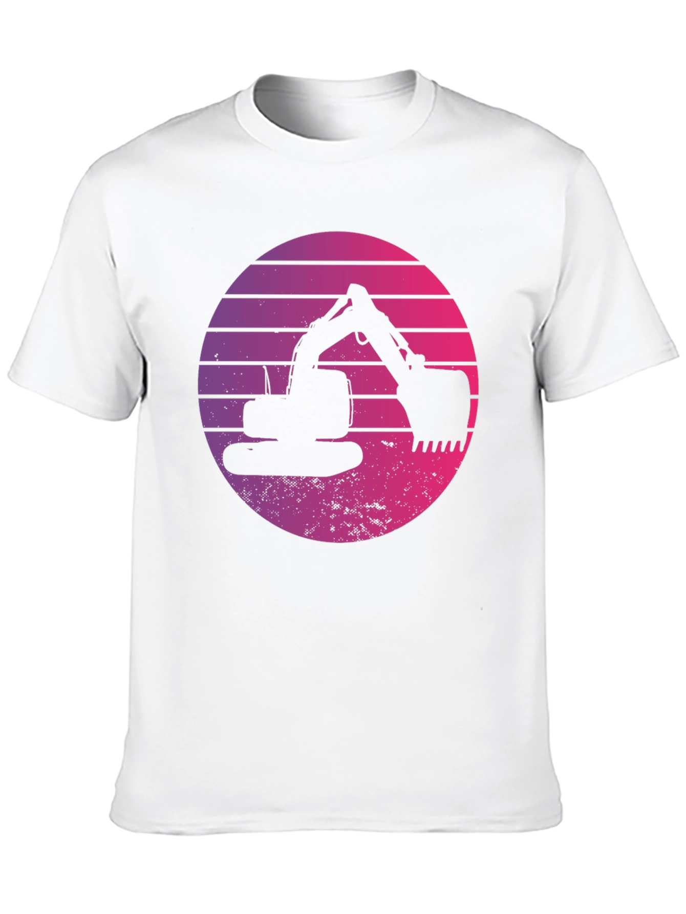 Retro Excavator Sunset Black T-Shirt