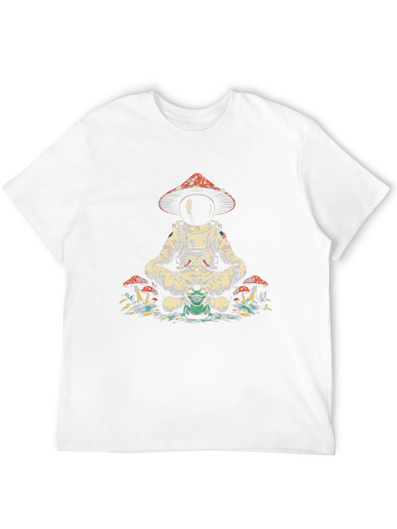 Astronaut Frog Mushroom T-Shirt - Relaxed Fit Black Tee