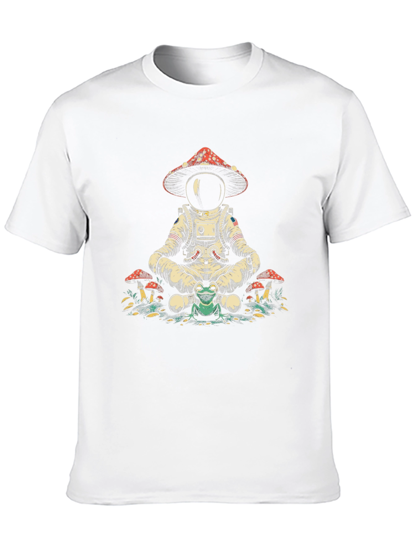 Astronaut Frog Mushroom T-Shirt - Relaxed Fit Black Tee