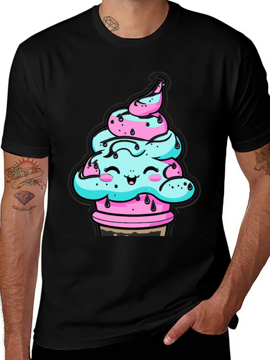 Kawaii Ice Cream Cone Black T-Shirt