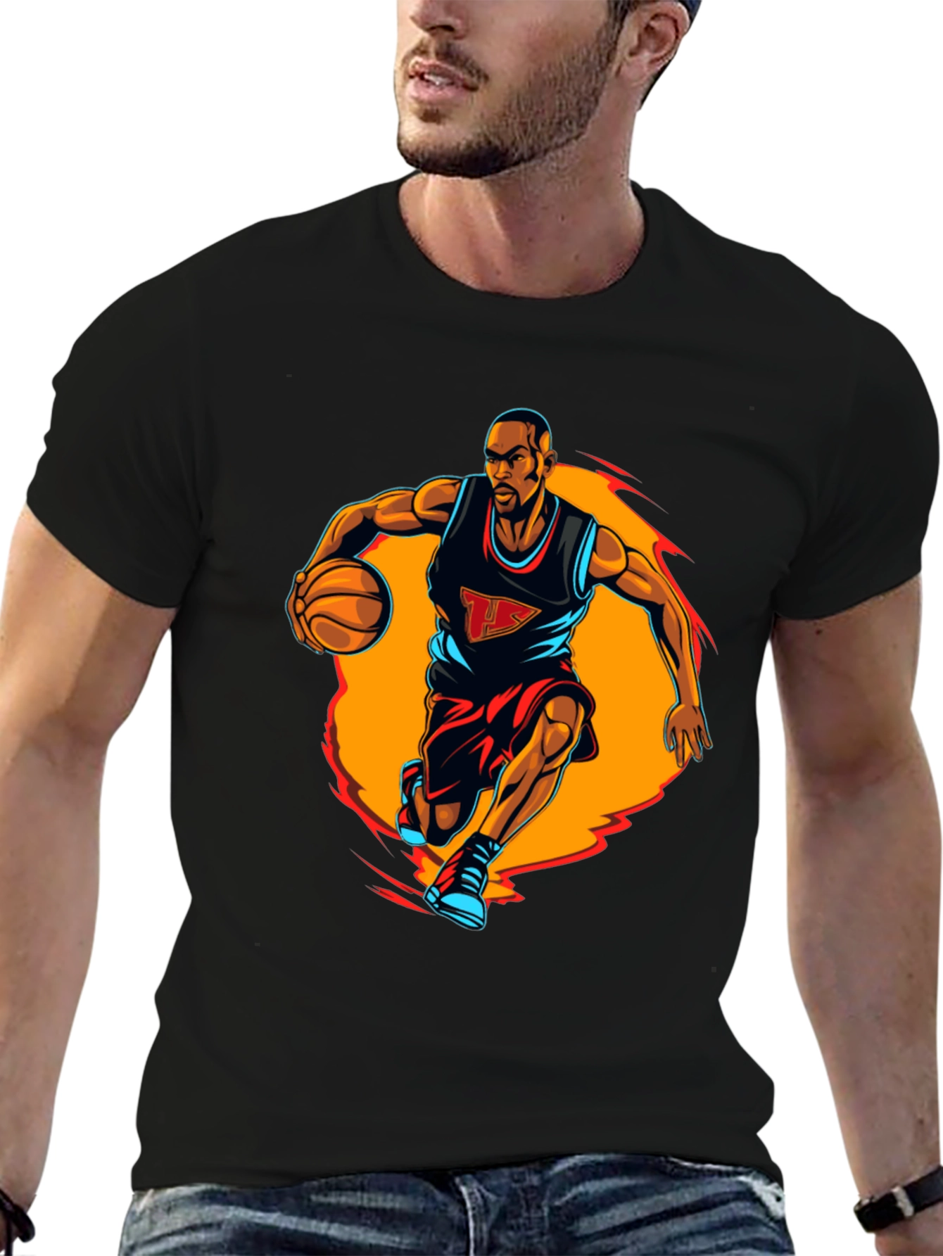 Basketball Player Graphic Tee - Black