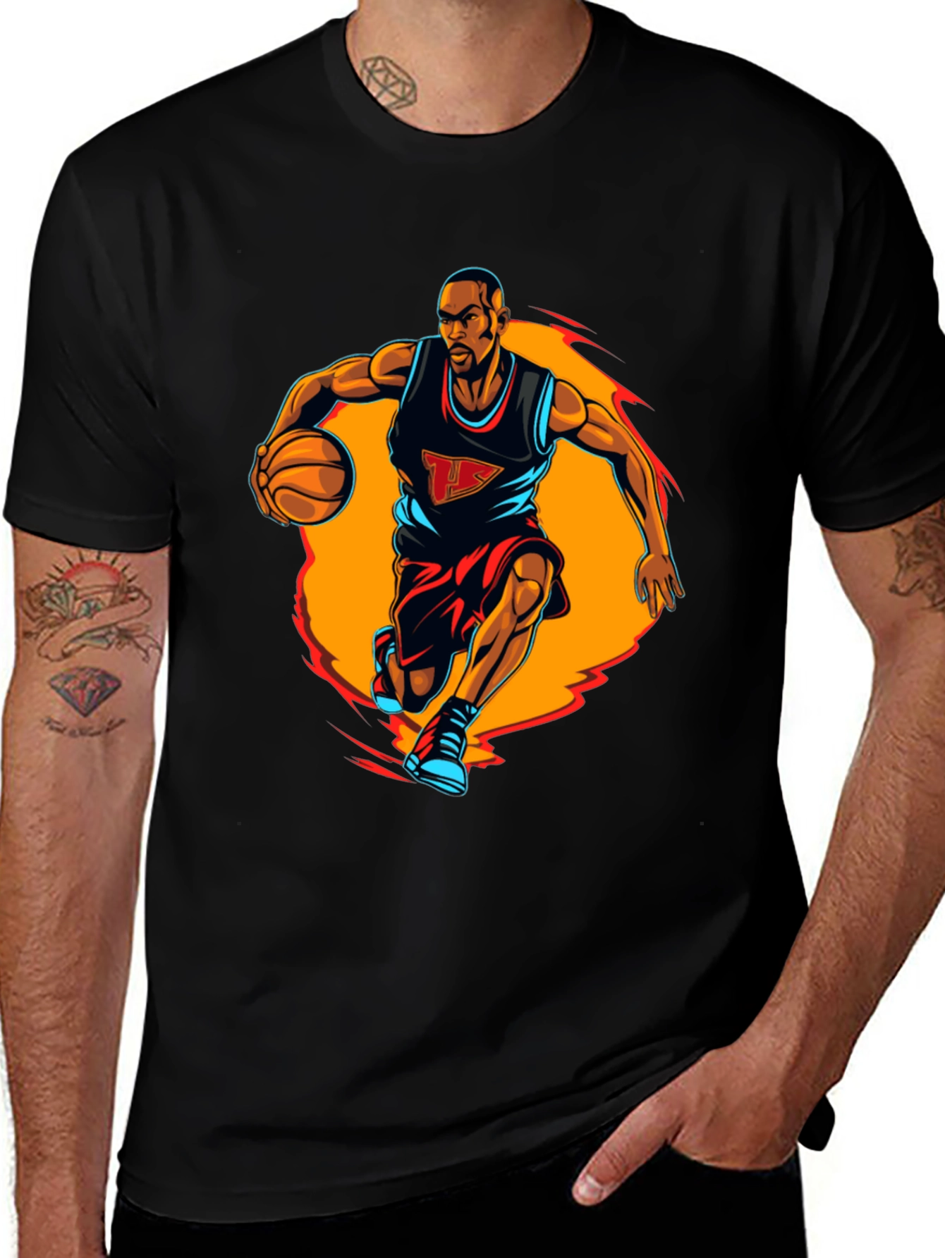 Basketball Player Graphic Tee - Black