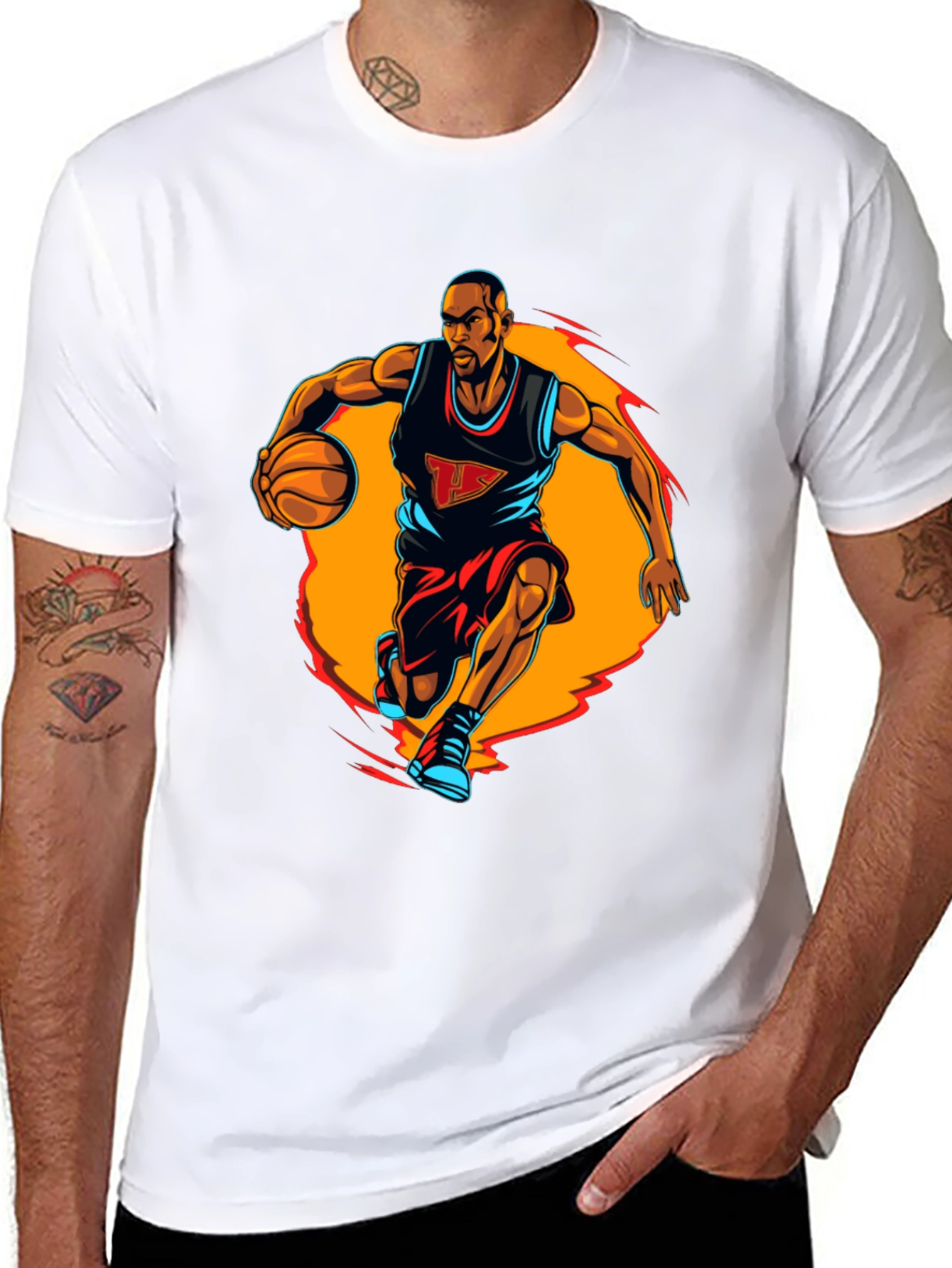 Basketball Player Graphic Tee - Black