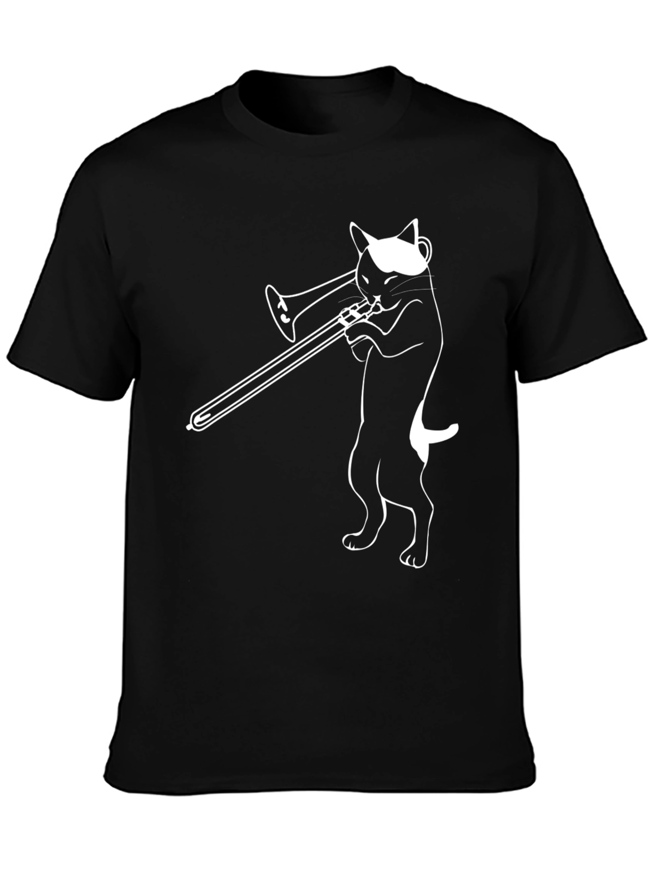 Cool Cat Trombone Player Graphic T-Shirt