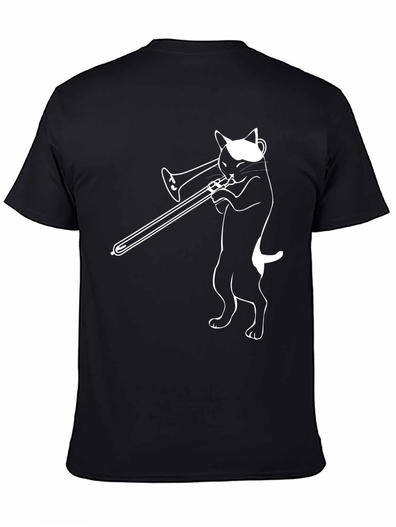 Cool Cat Trombone Player Graphic T-Shirt