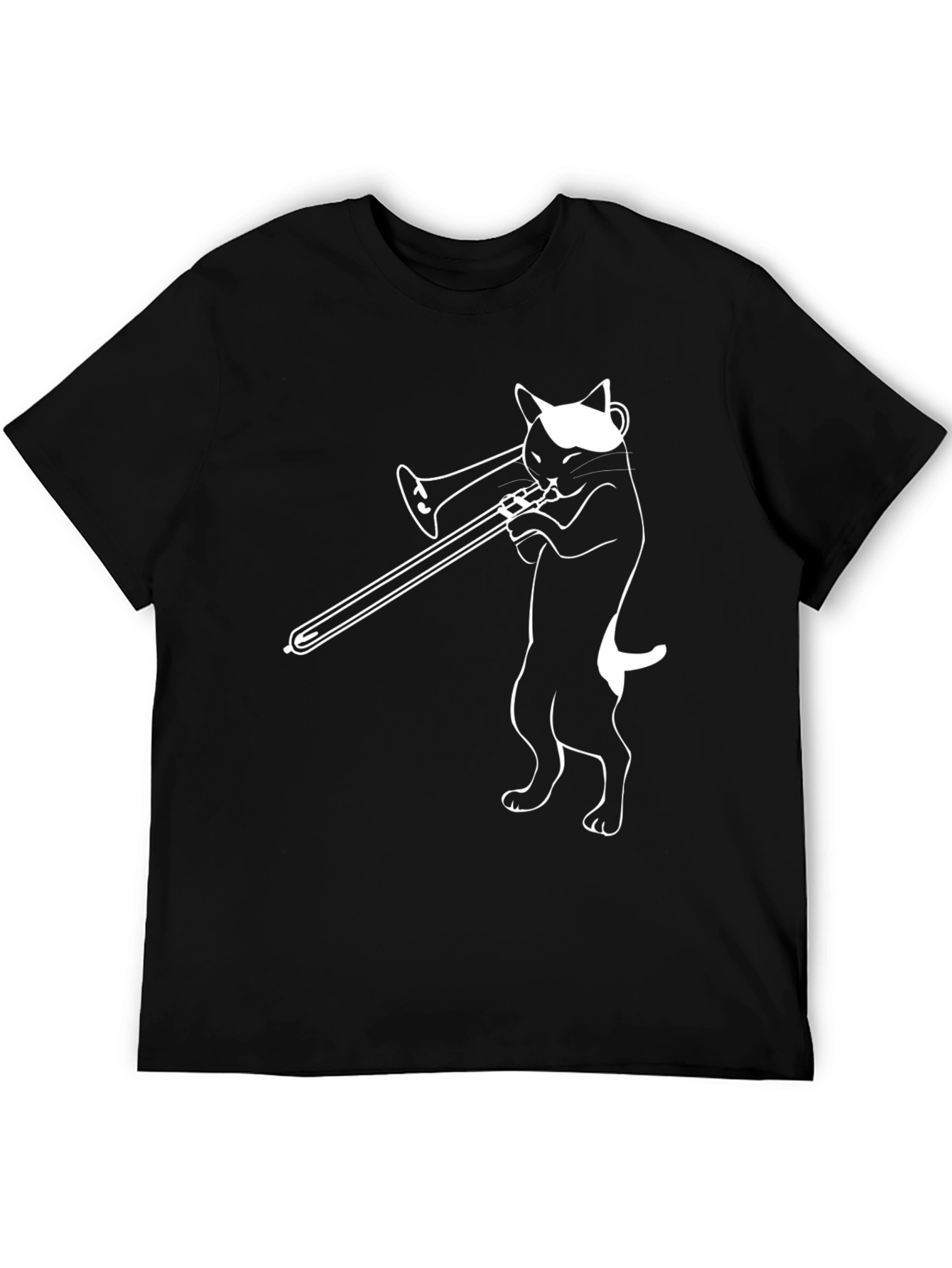 Cool Cat Trombone Player Graphic T-Shirt