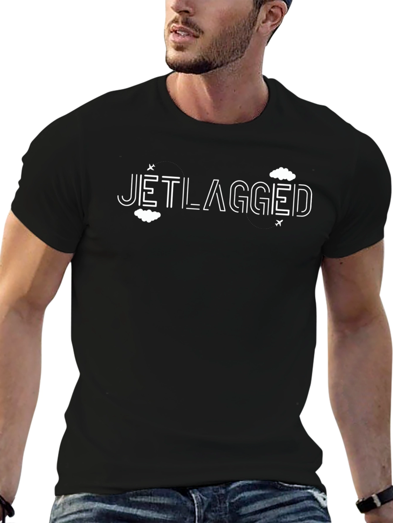 Jet Lagged Graphic T-Shirt - Black Crew Neck