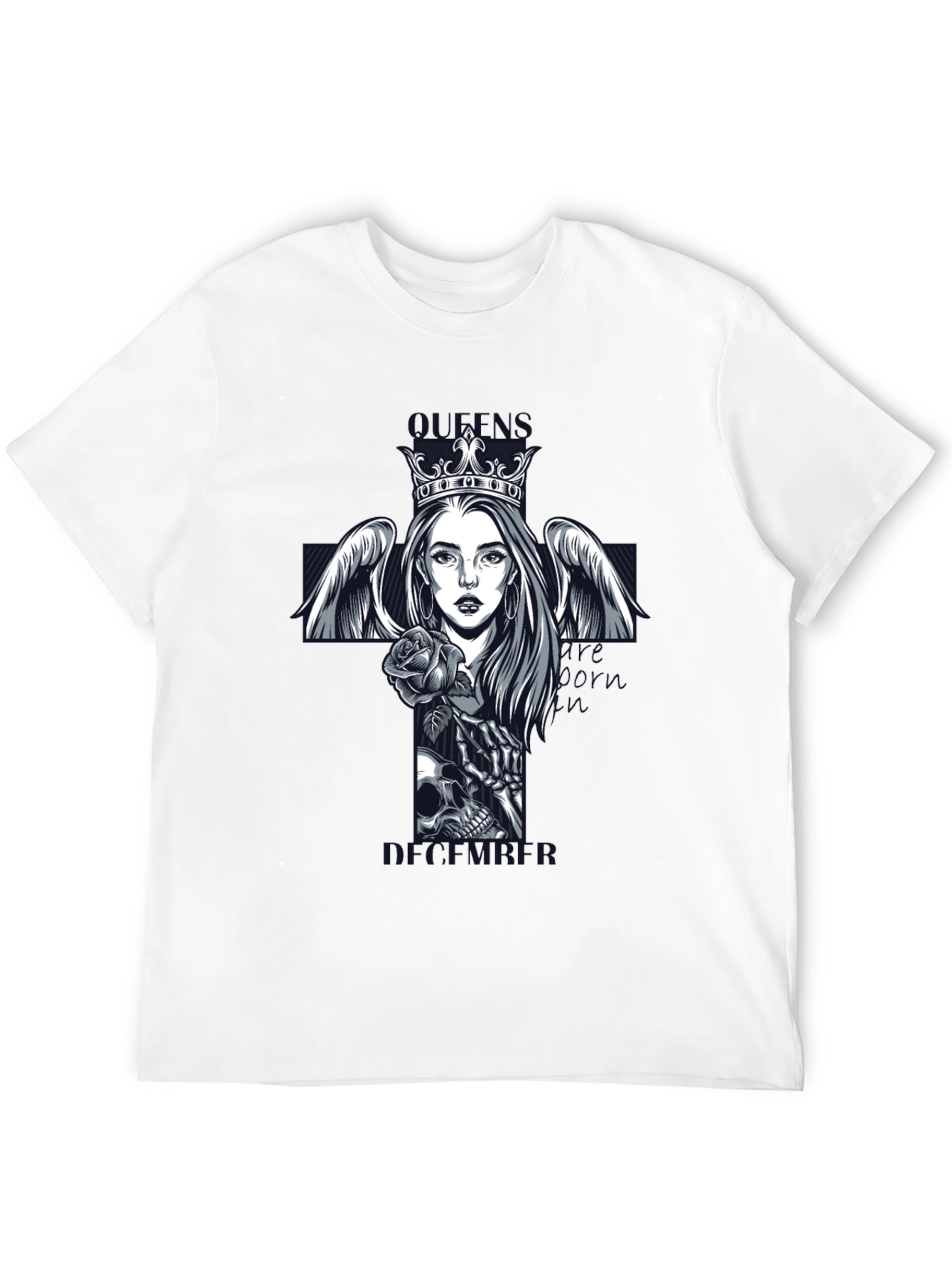 Queen Skull Cross Graphic Tee - Gothic Style