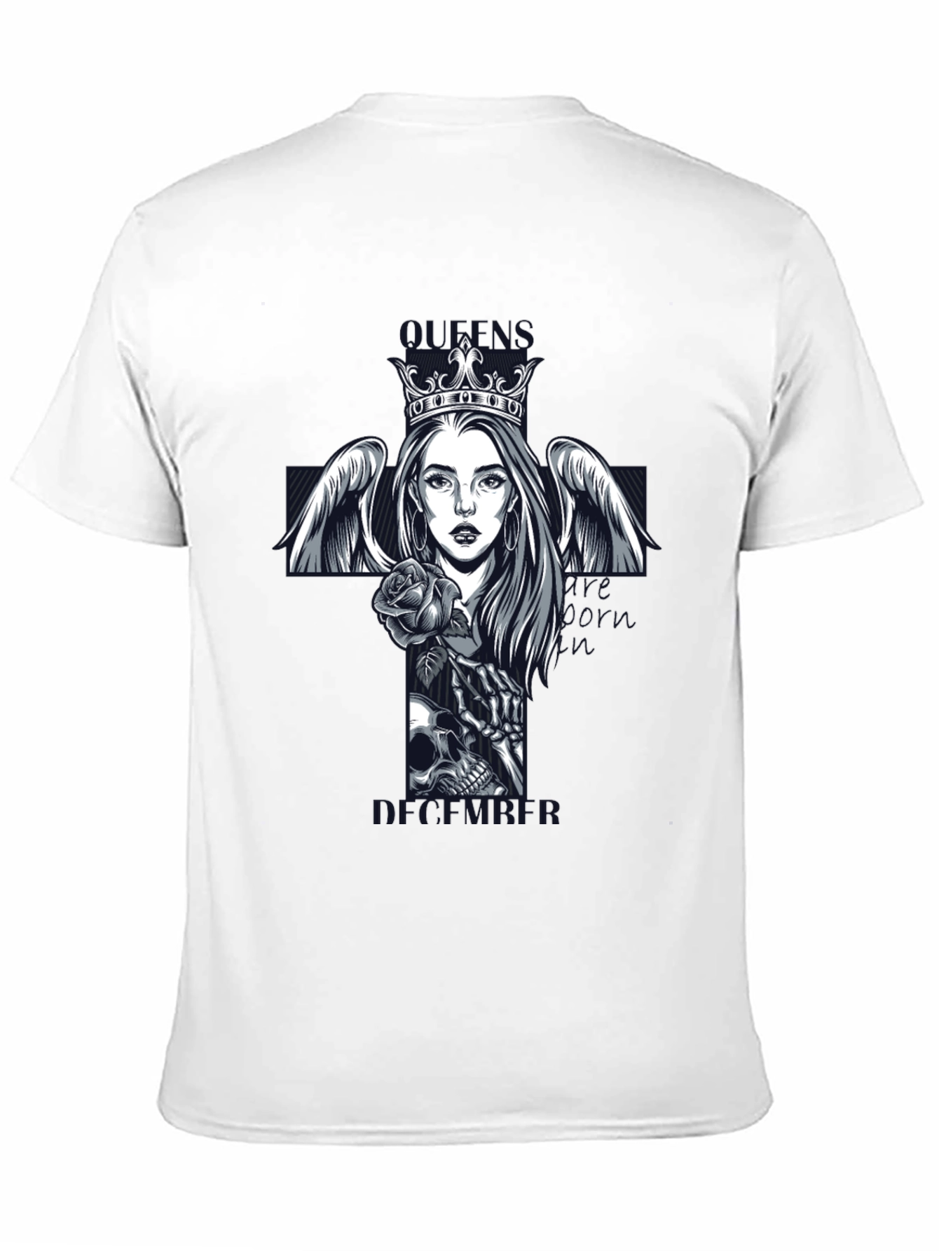 Queen Skull Cross Graphic Tee - Gothic Style