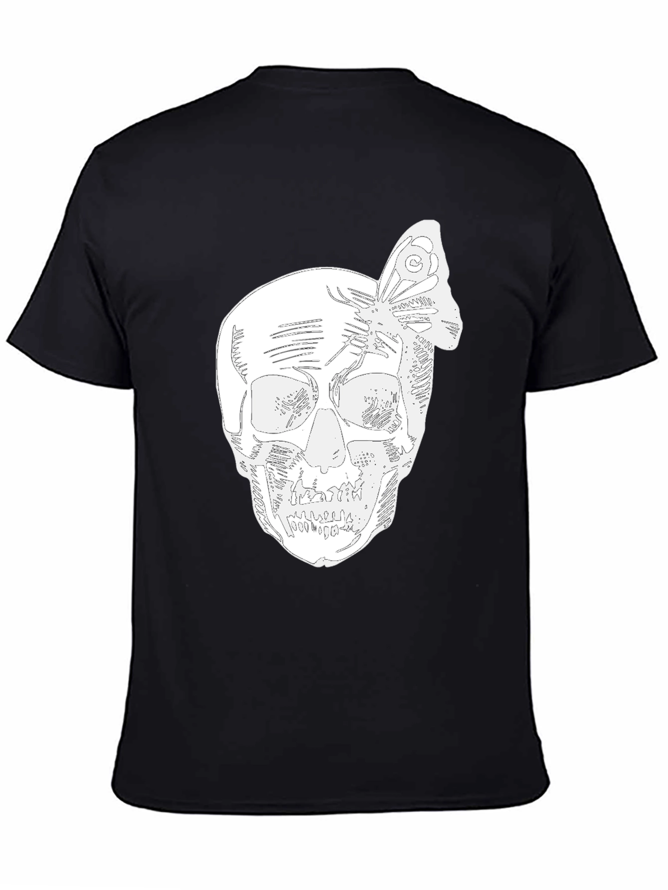 Skull & Butterfly Graphic Tee - Black Cotton Blend