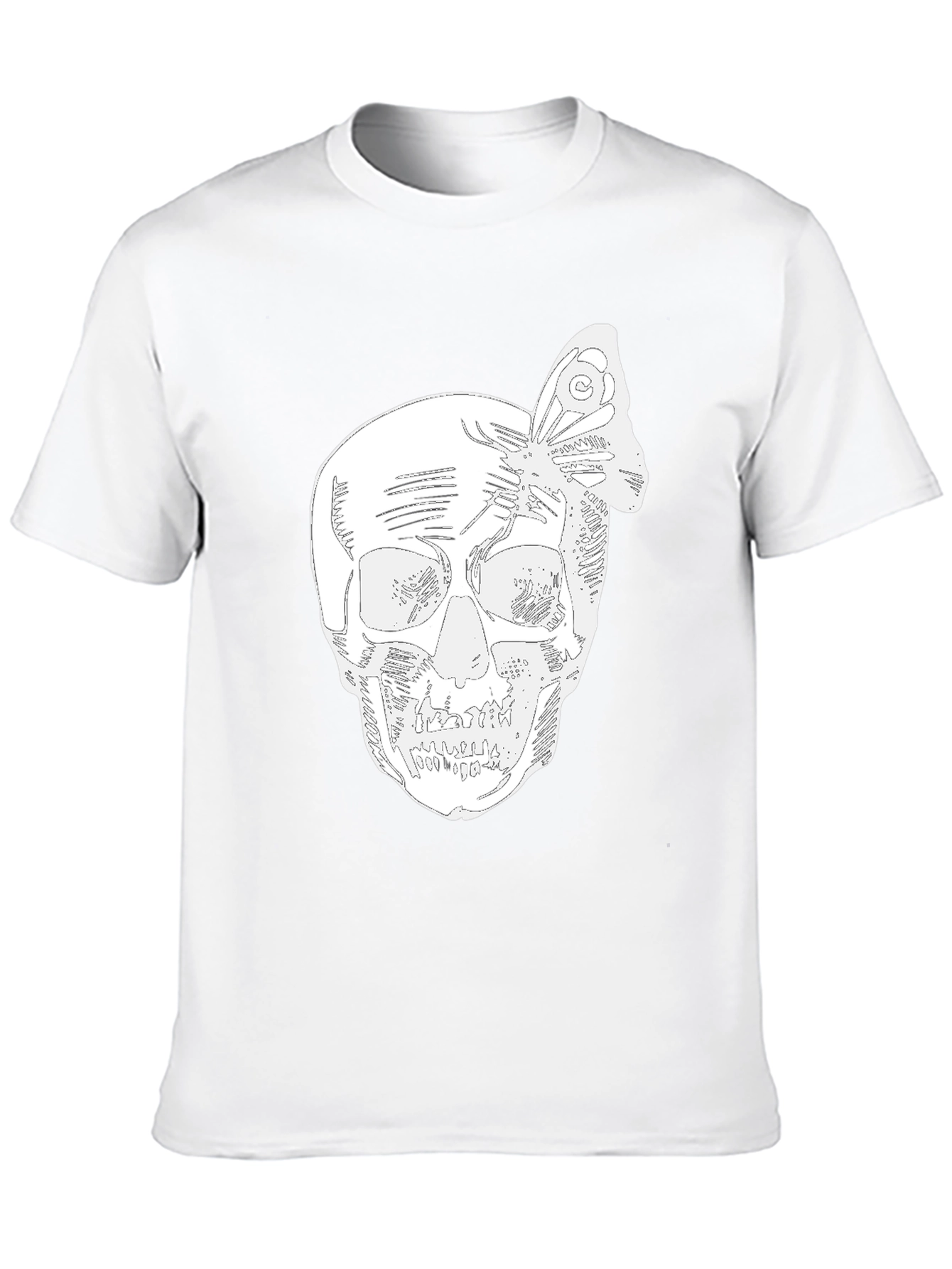 Skull & Butterfly Graphic Tee - Black Cotton Blend