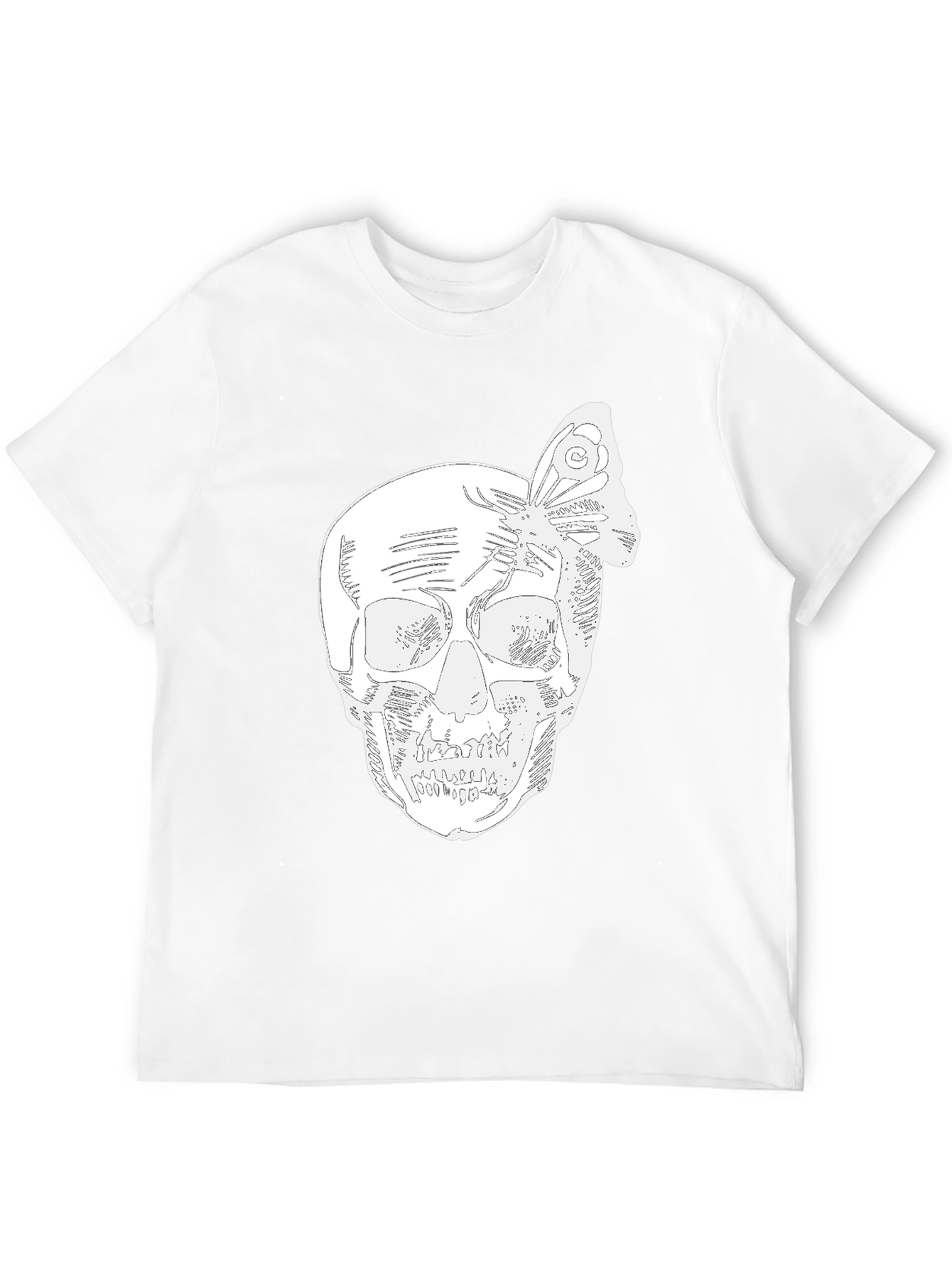 Skull & Butterfly Graphic Tee - Black Cotton Blend