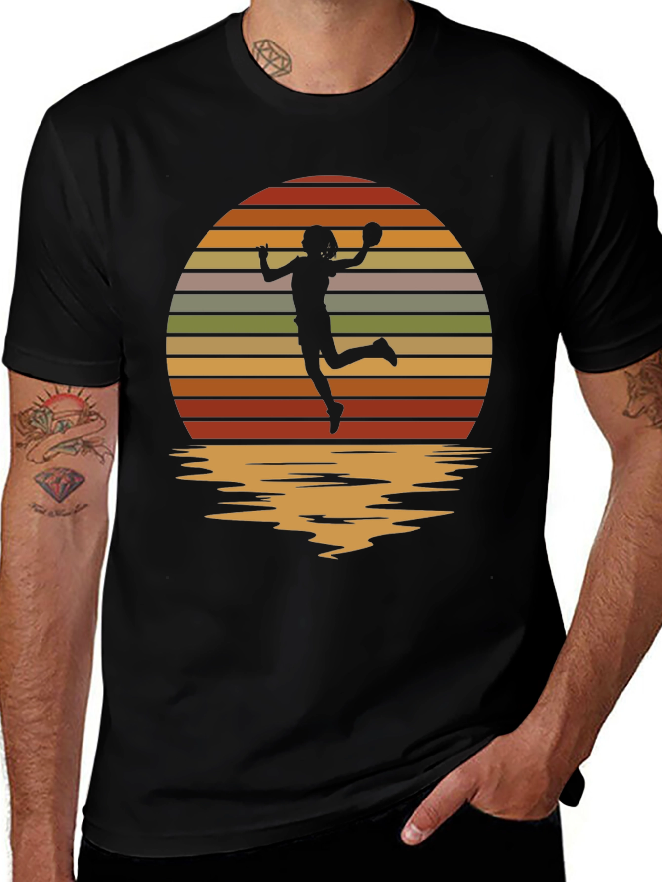 Handball Sunset Graphic Tee - Black