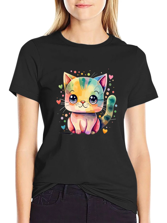 Cute Cat T-Shirt - Cartoon Kitten Design