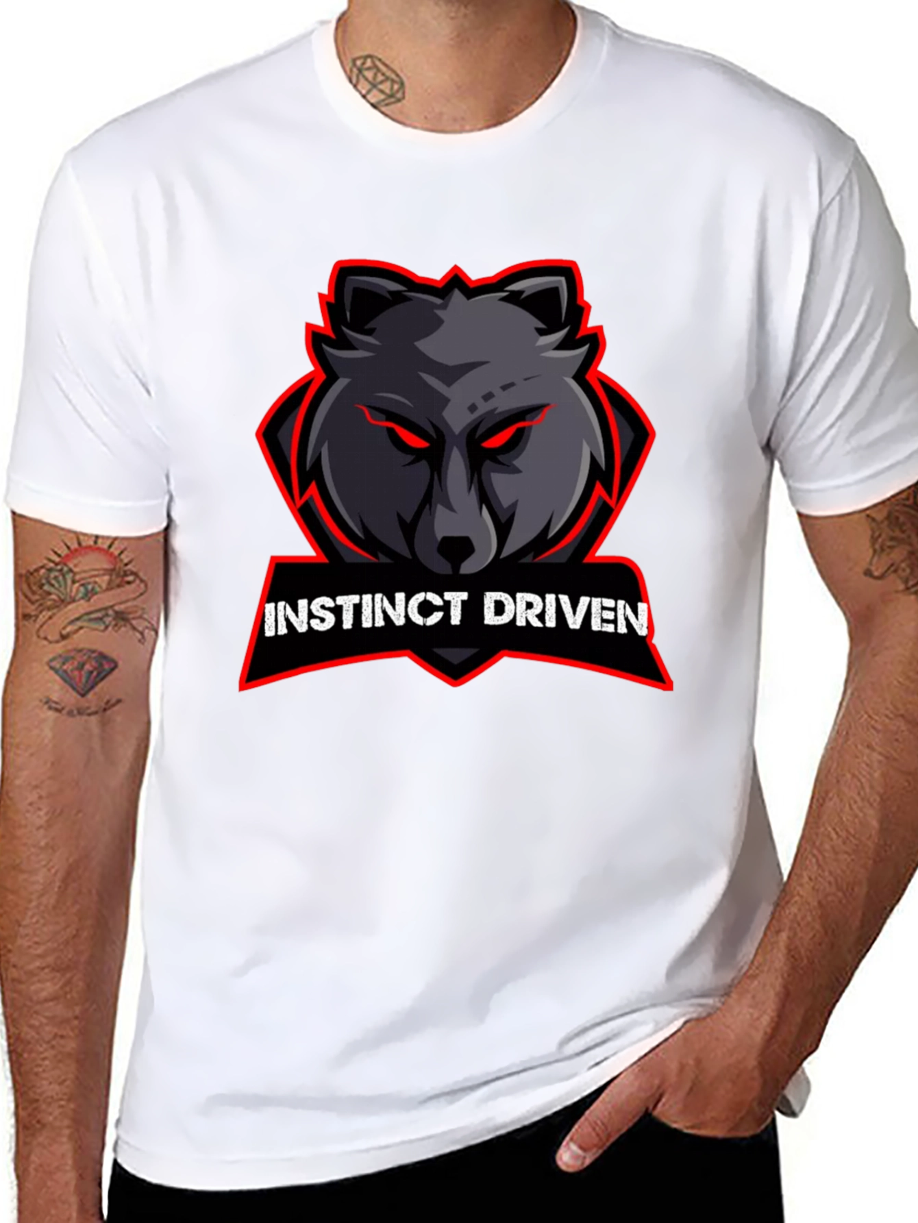 Instinct Driven Wolf Graphic Tee - Black