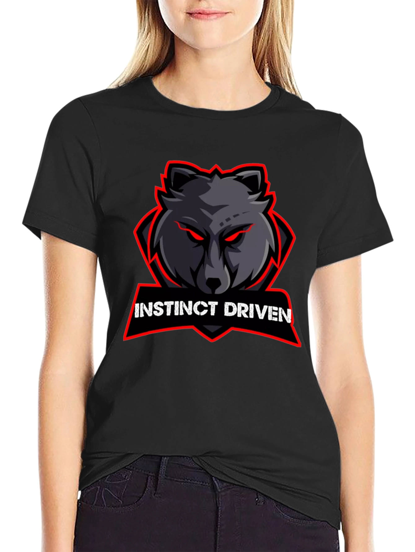 Instinct Driven Wolf Graphic Tee - Black