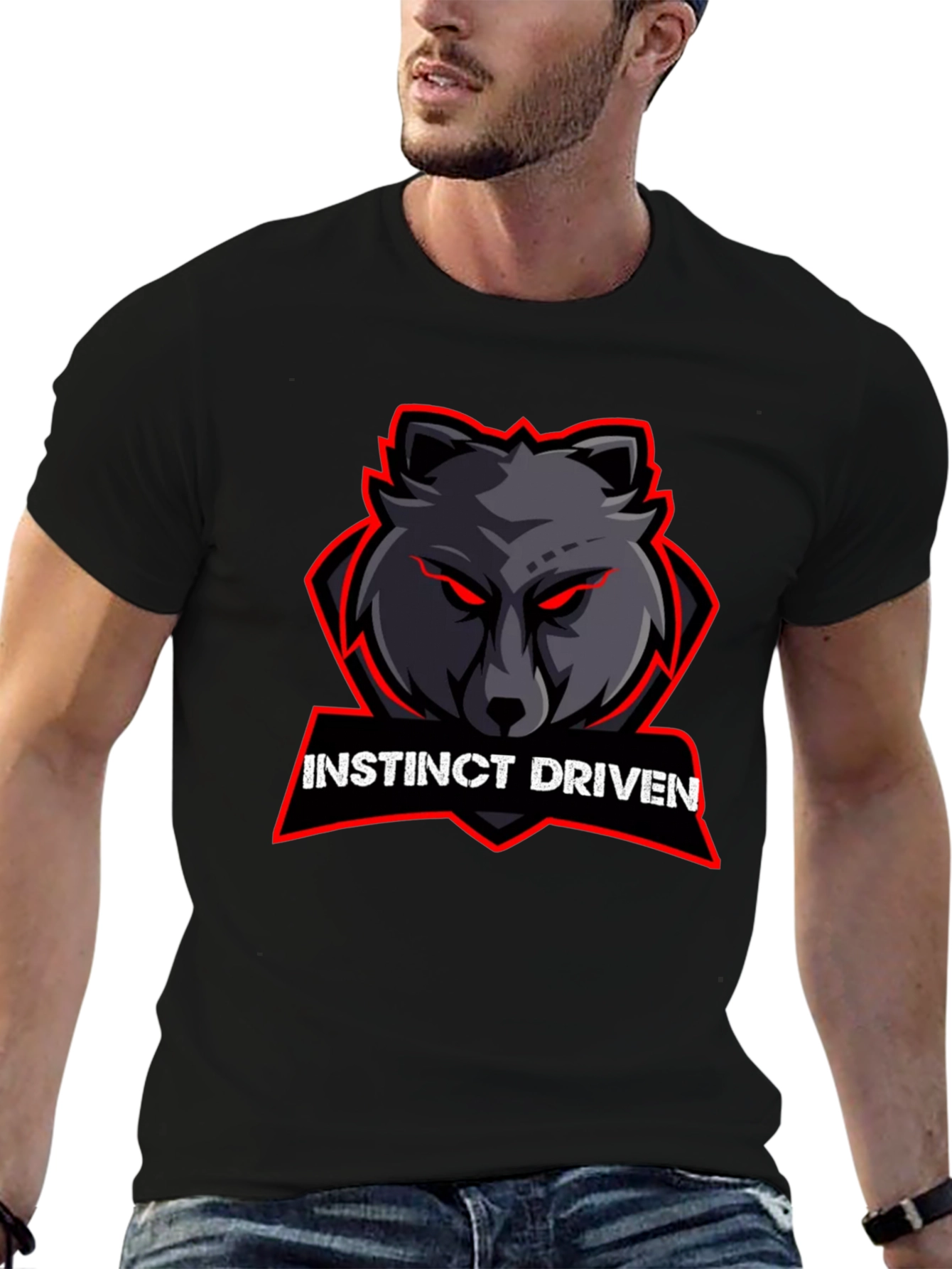 Instinct Driven Wolf Graphic Tee - Black