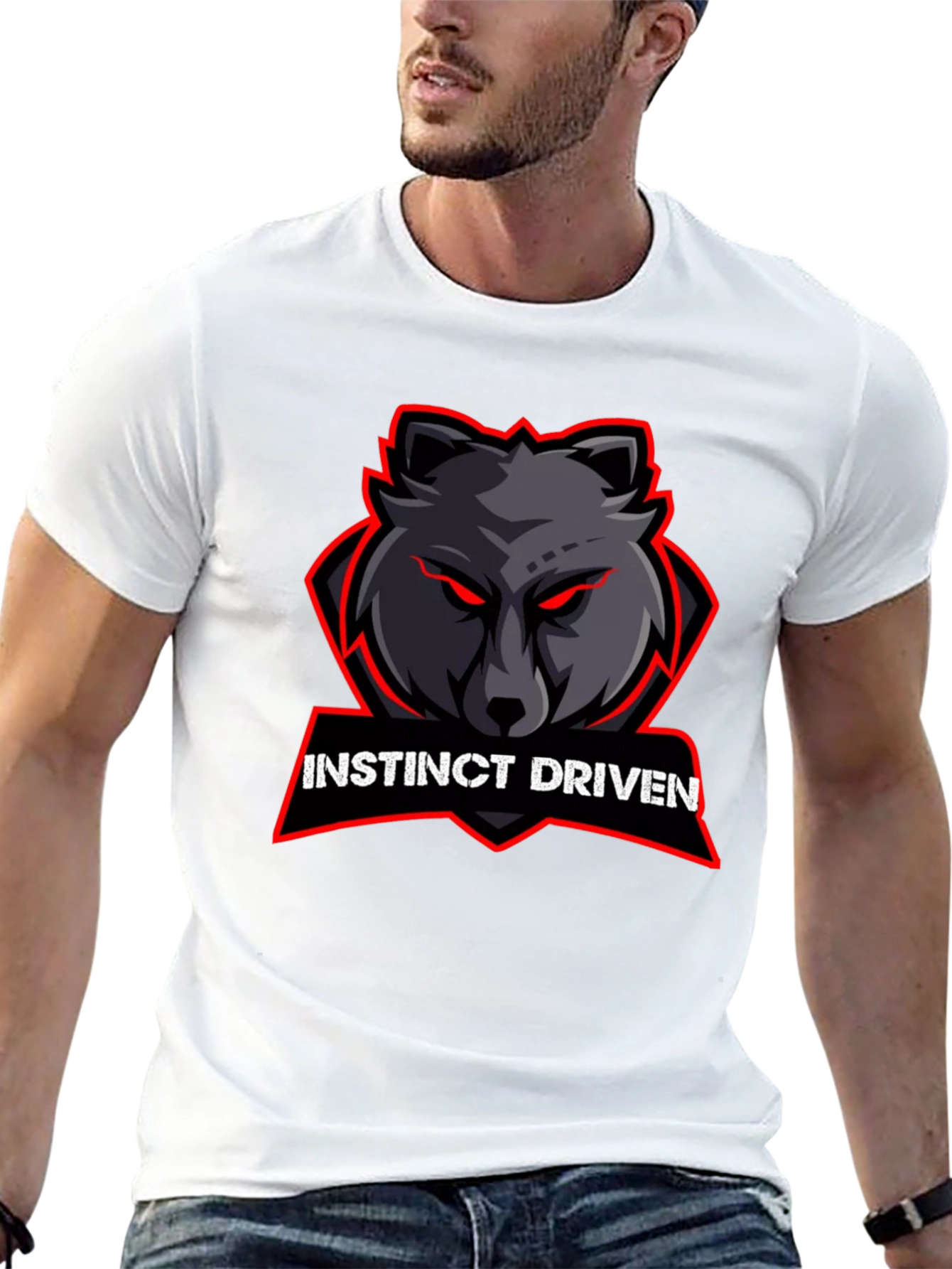 Instinct Driven Wolf Graphic Tee - Black