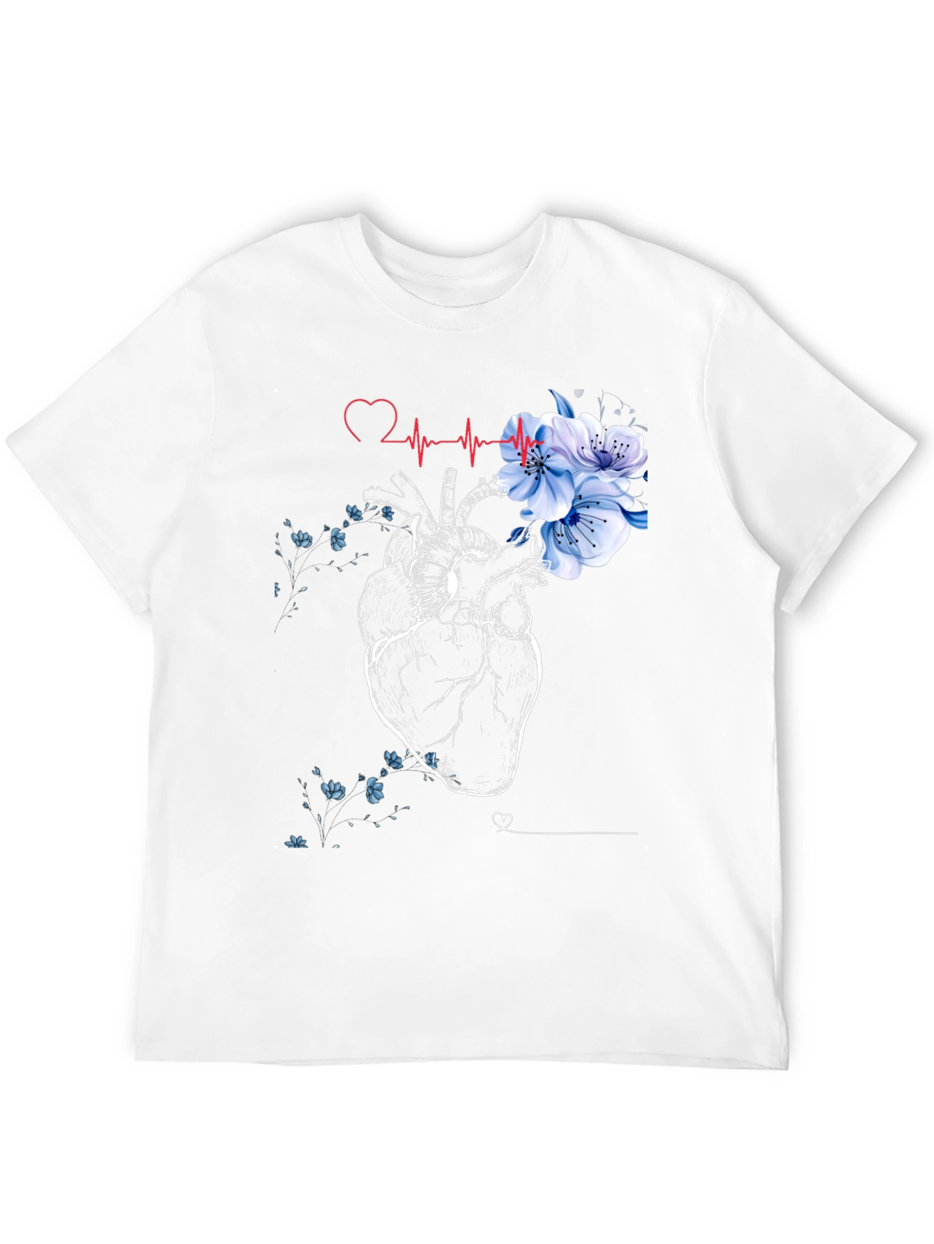 Floral Heartbeat Black T-Shirt