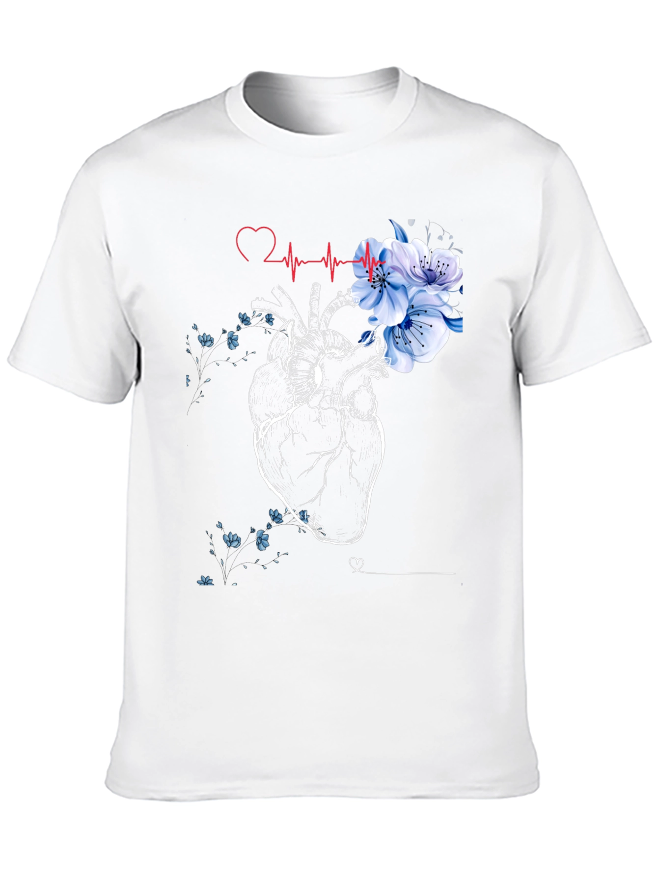 Floral Heartbeat Black T-Shirt