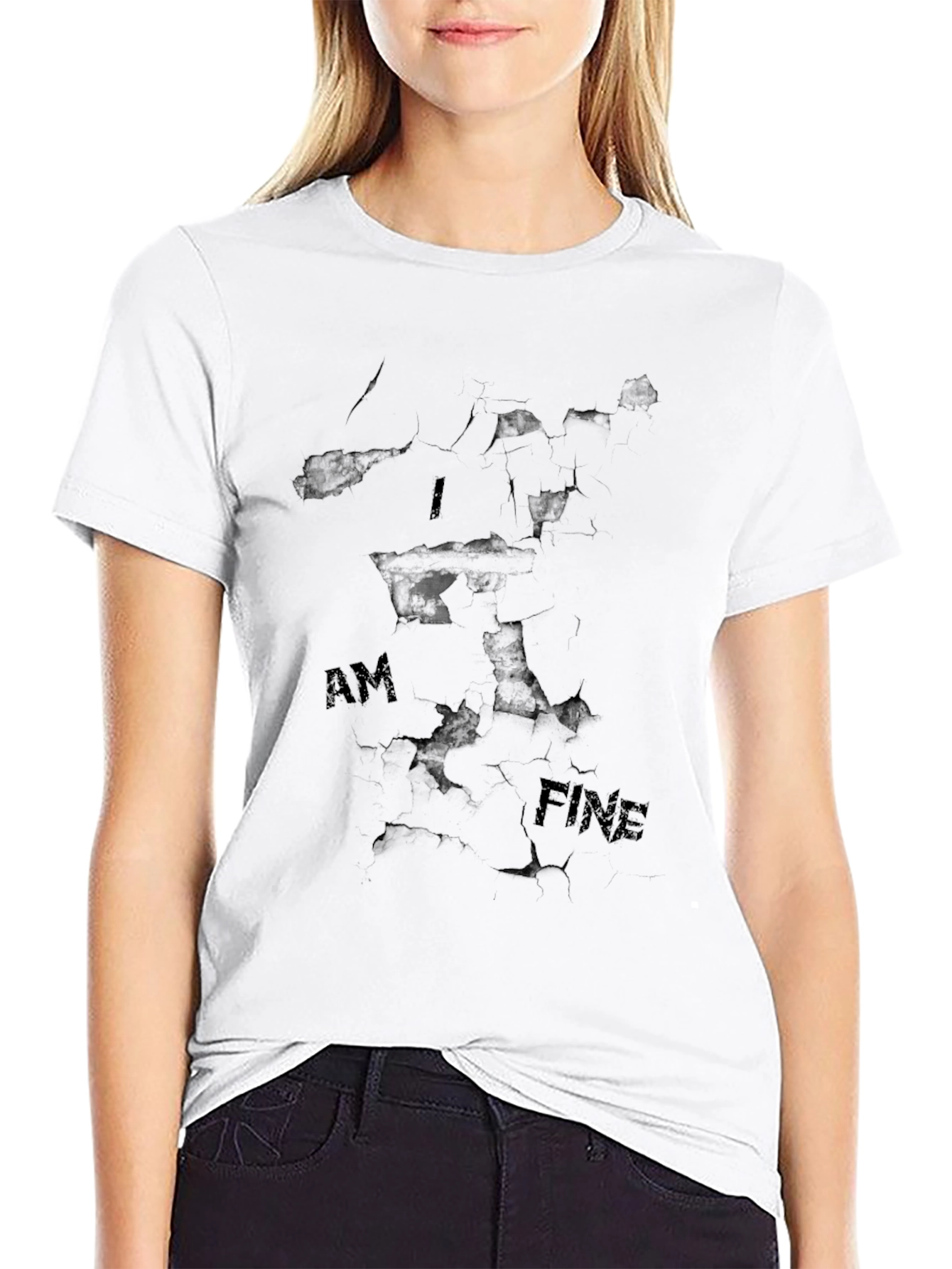 I Am Fine Mens Black Graphic Tee
