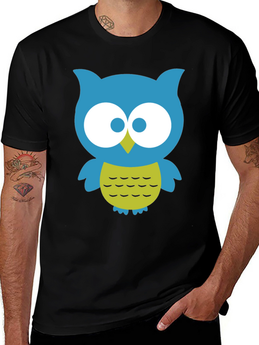 Cute Owl Graphic Tee - Black Cotton Blend