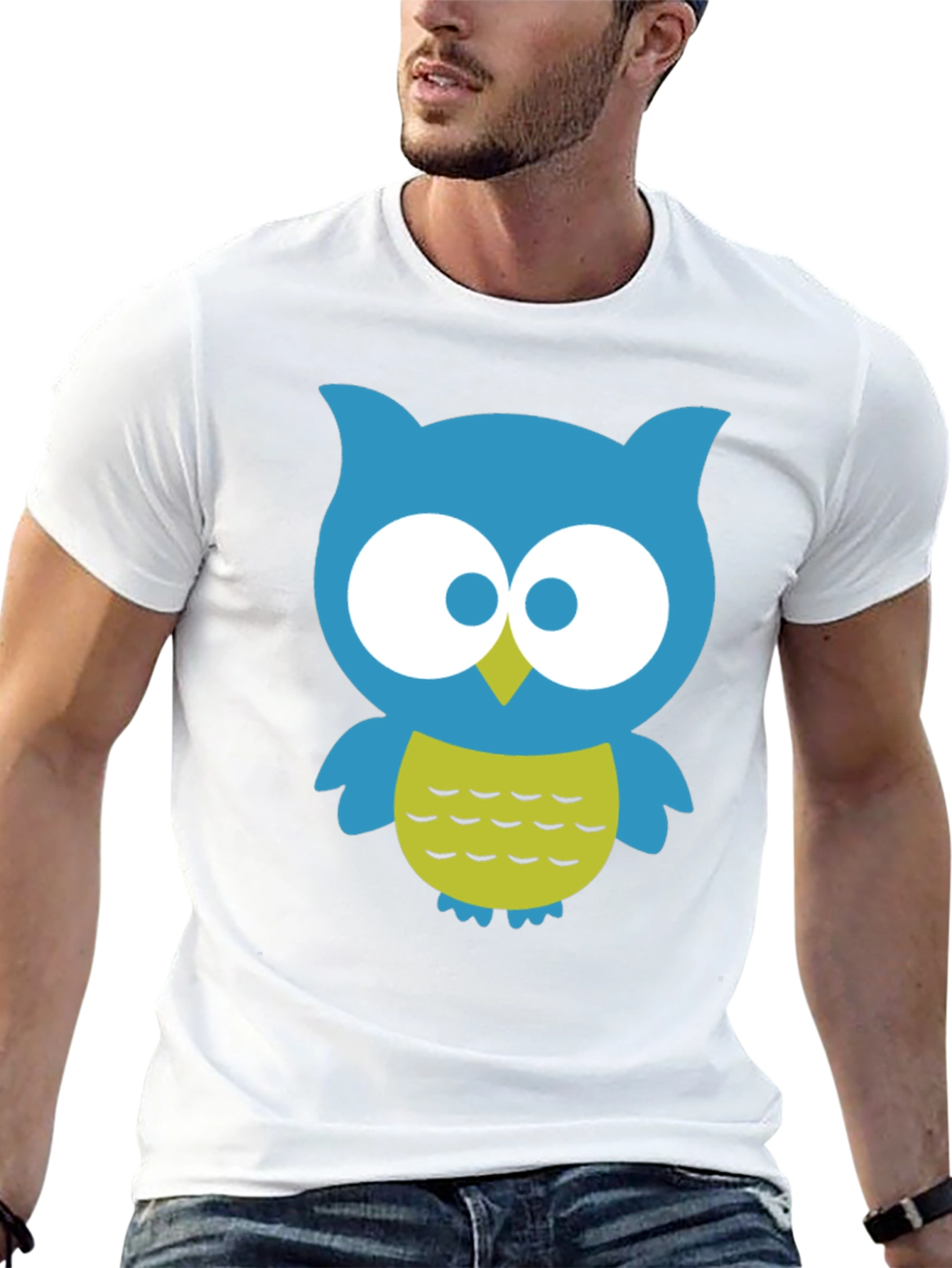 Cute Owl Graphic Tee - Black Cotton Blend