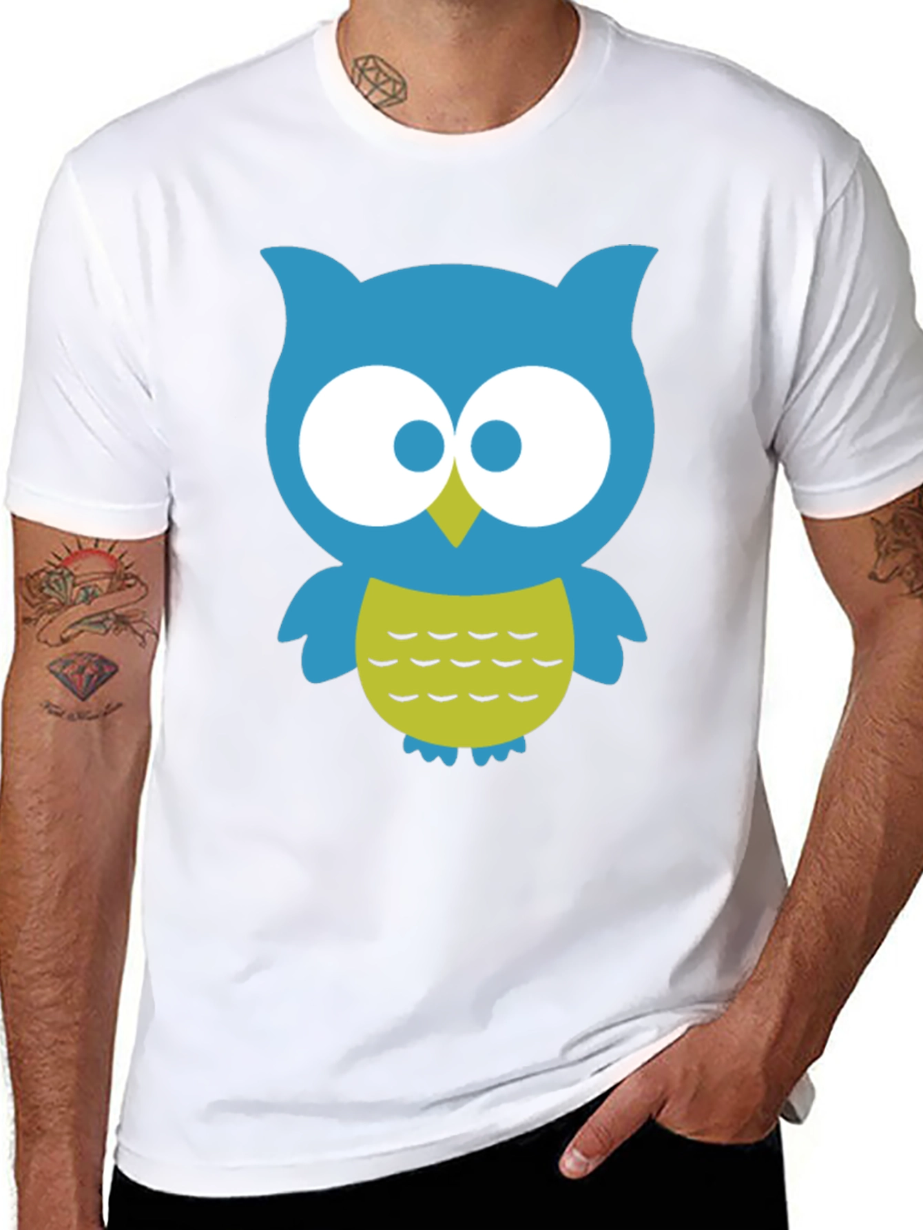 Cute Owl Graphic Tee - Black Cotton Blend