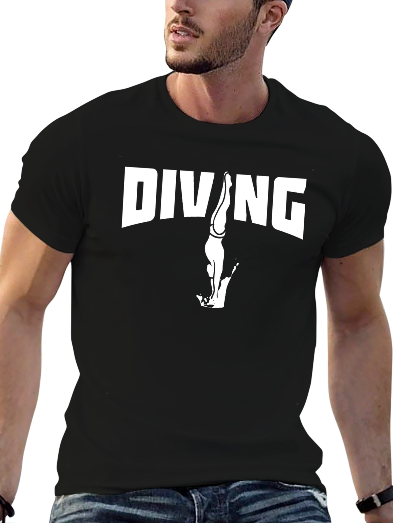 Diving Graphic T-Shirt - Black