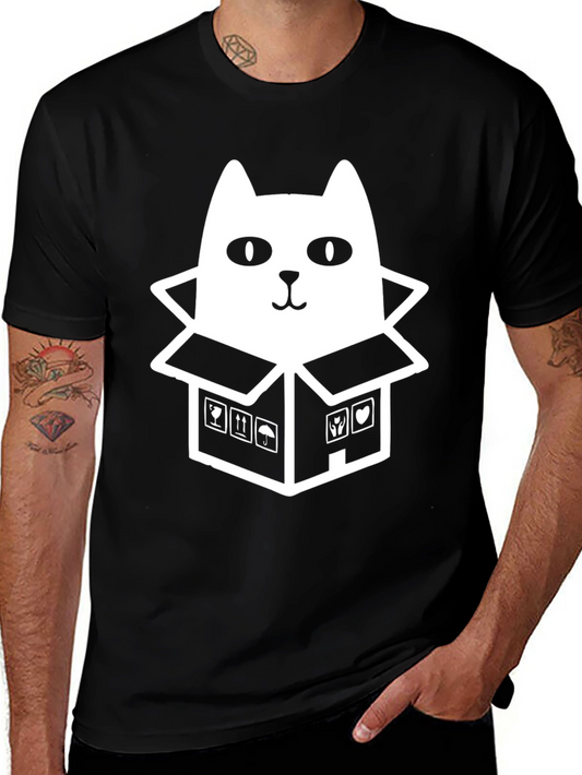 Cat in a Box Graphic Tee - Black