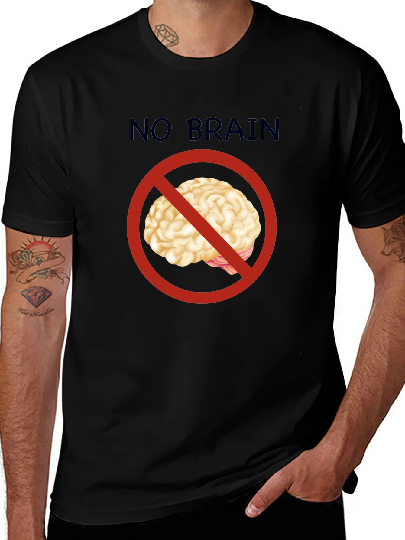No Brain T-Shirt - Funny Graphic Tee