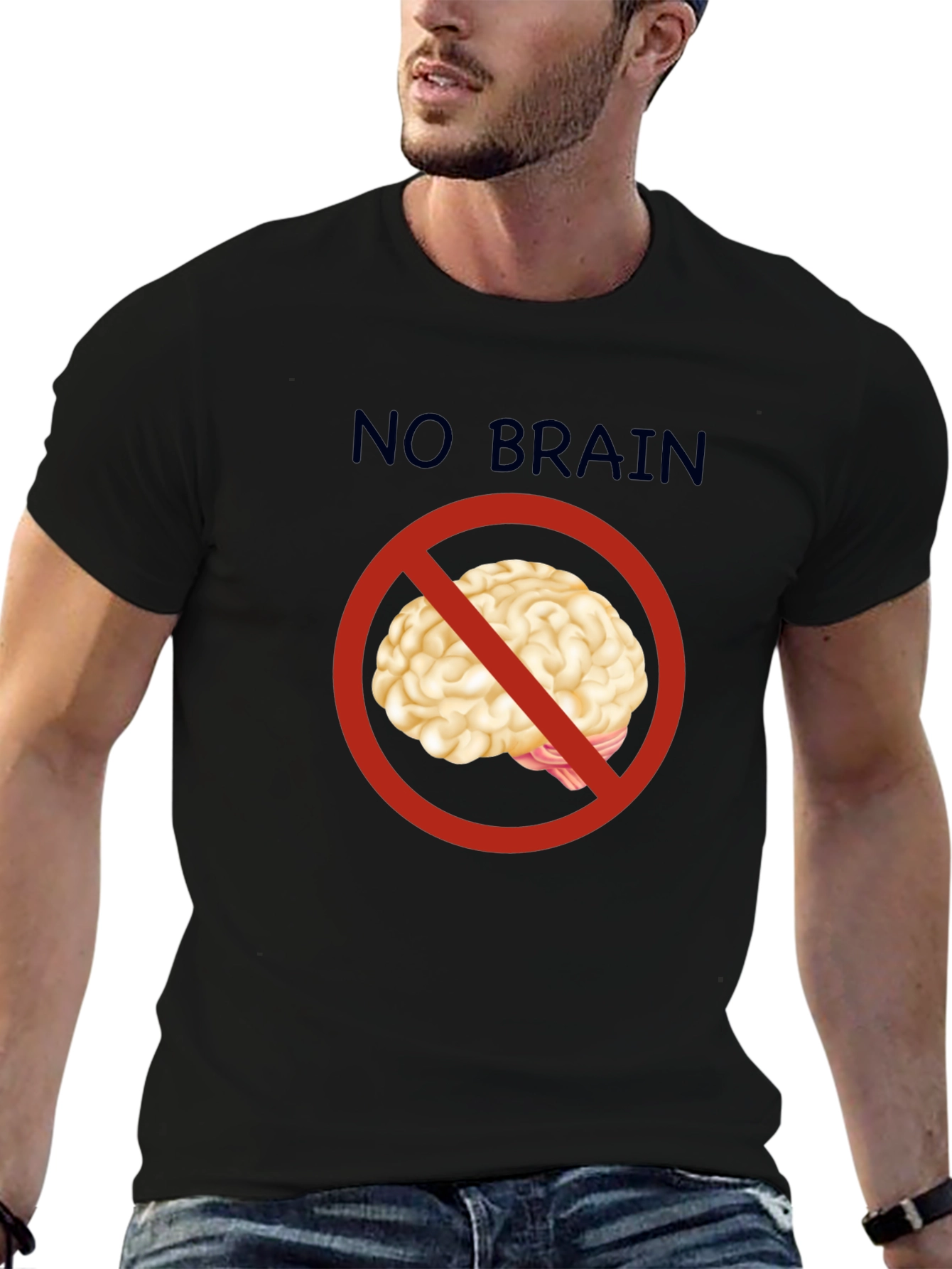 No Brain T-Shirt - Funny Graphic Tee