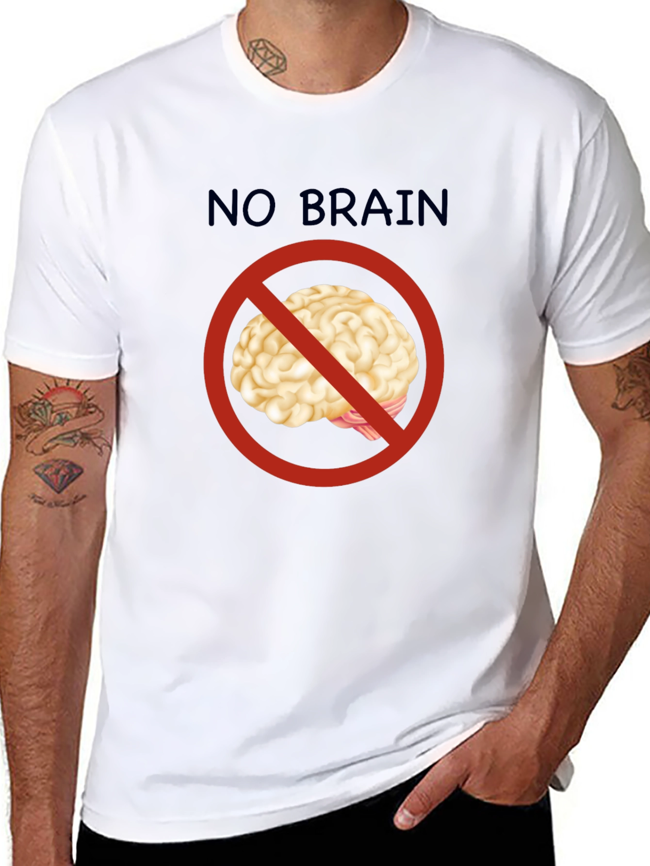 No Brain T-Shirt - Funny Graphic Tee