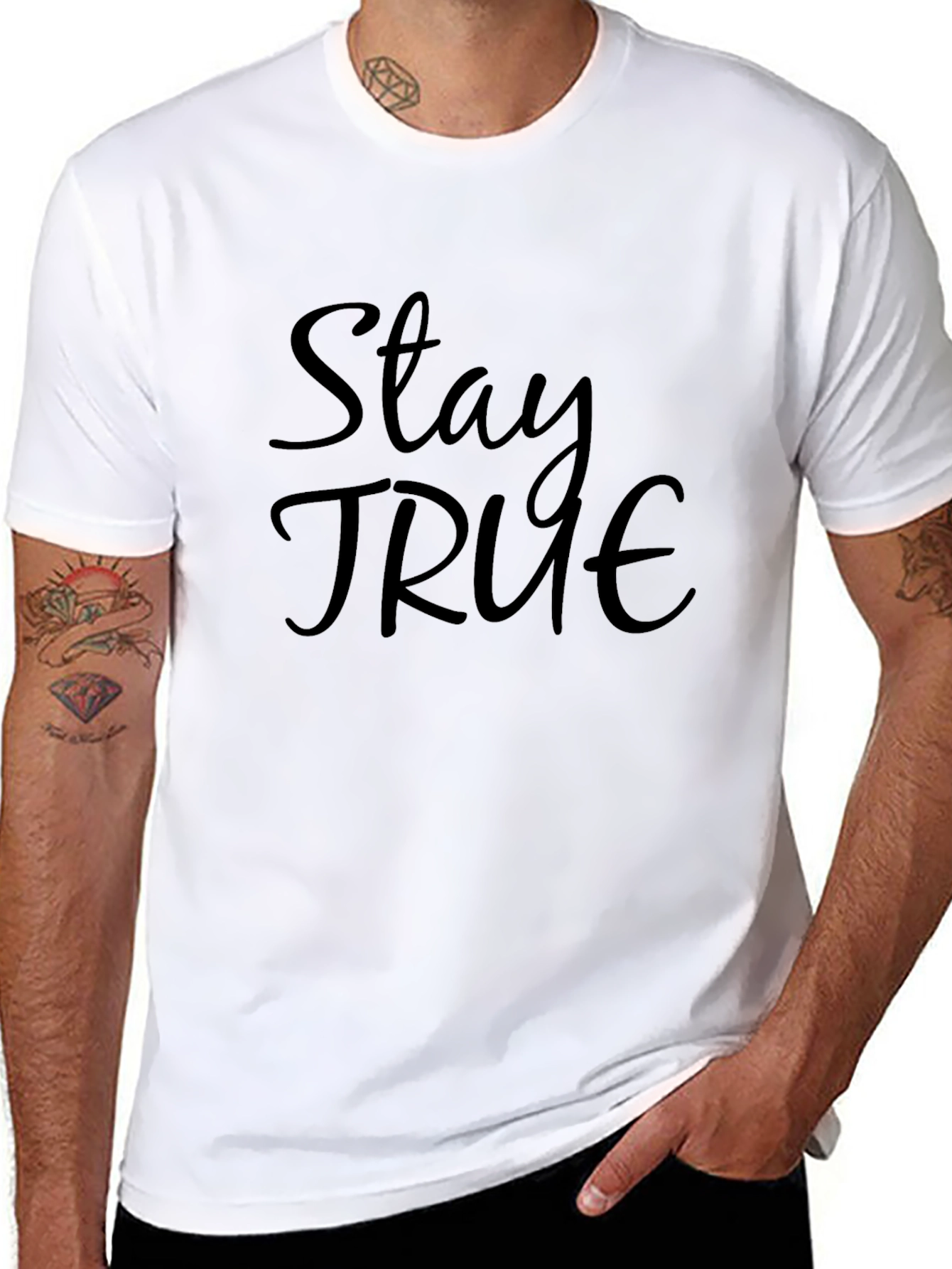 Stay True Black Graphic Tee - Stylish Mens T-Shirt