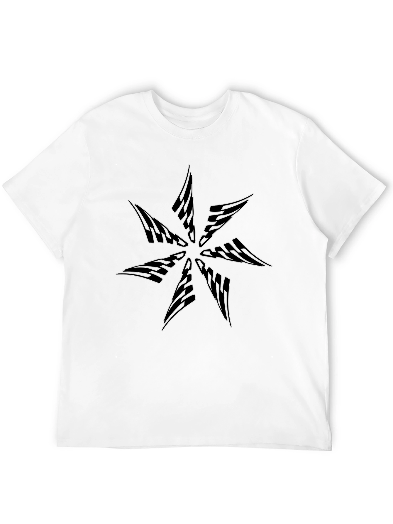 Abstract Star Graphic Tee - Black Cotton Blend
