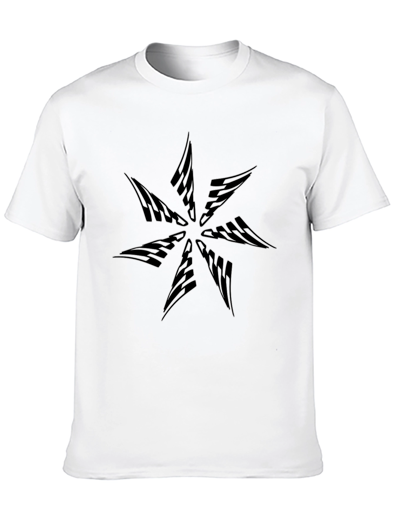 Abstract Star Graphic Tee - Black Cotton Blend