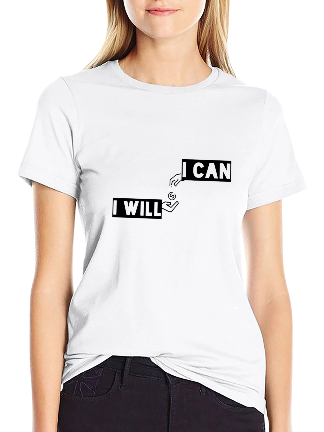 Motivational I Will I Can Black T-Shirt