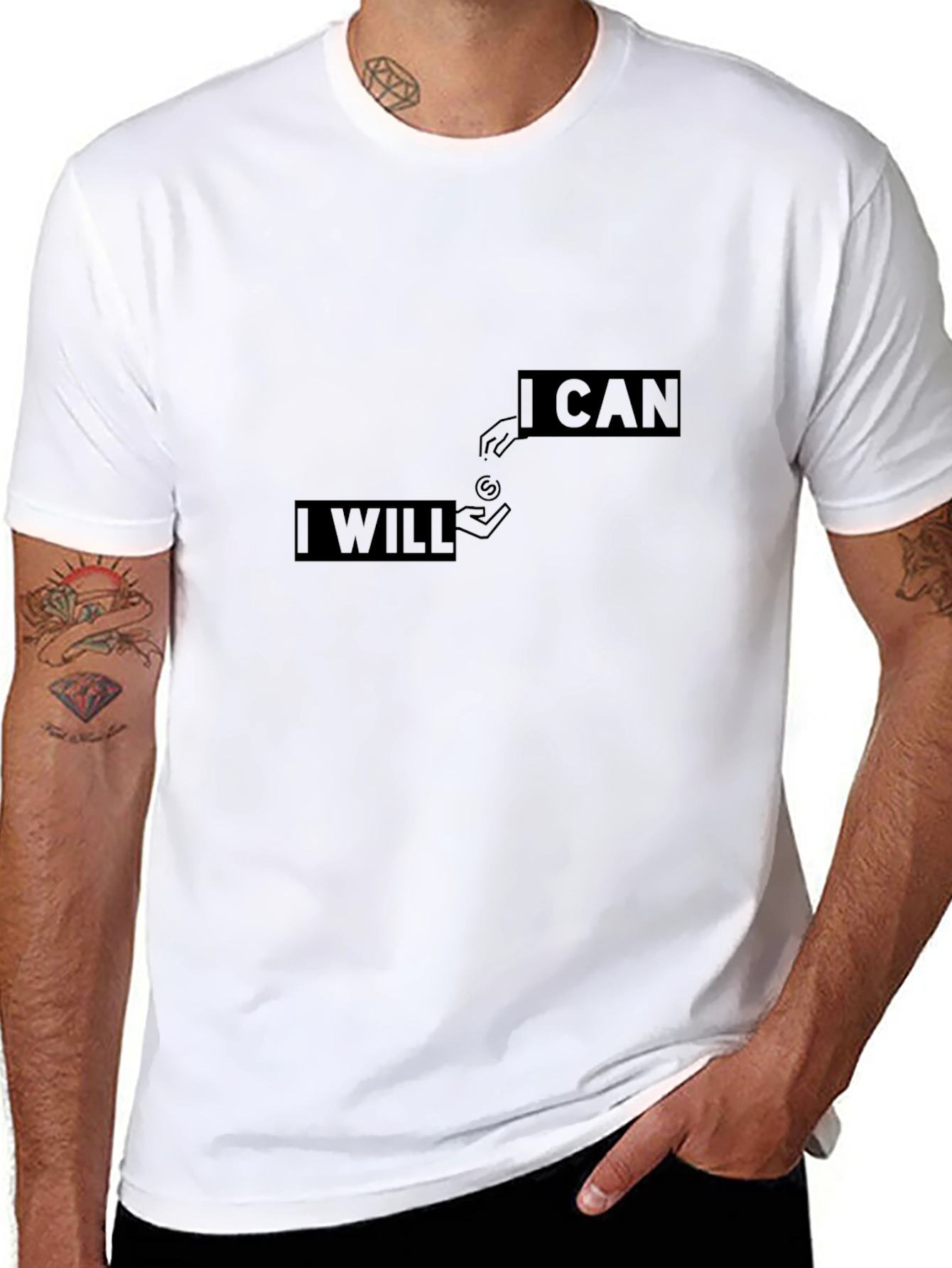 Motivational I Will I Can Black T-Shirt