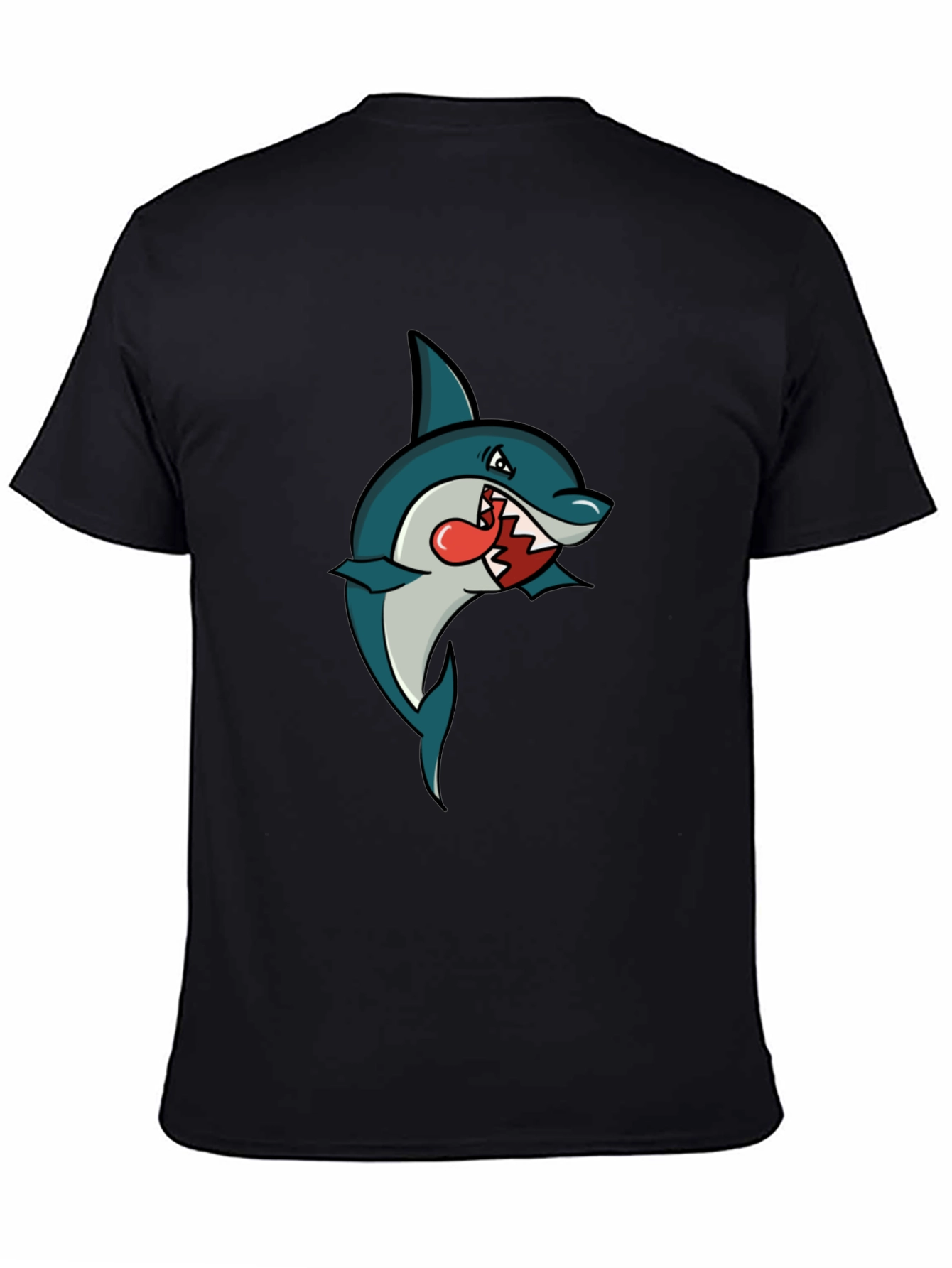 Shark Cartoon Graphic Tee - Mens Black T-Shirt