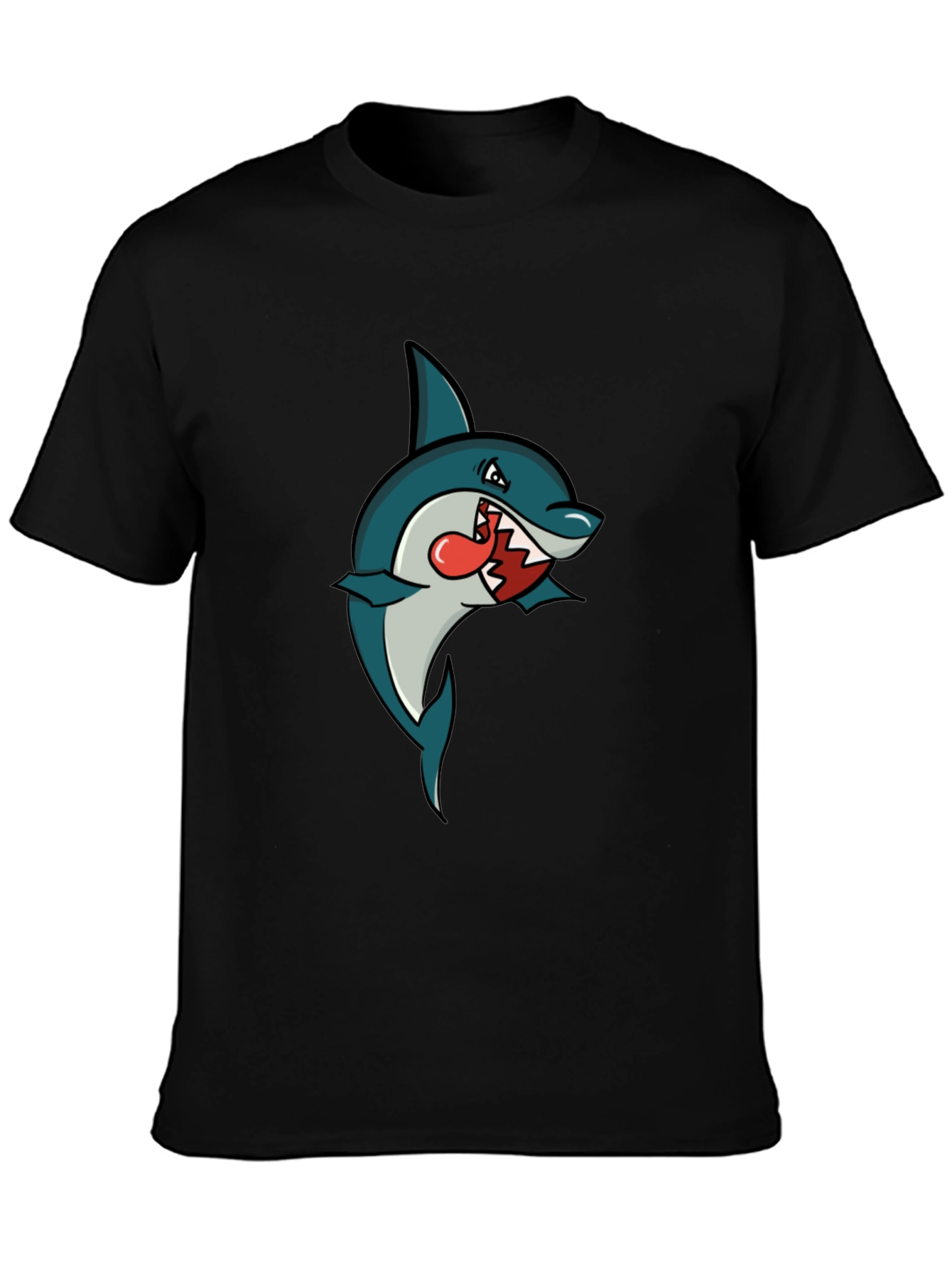 Shark Cartoon Graphic Tee - Mens Black T-Shirt