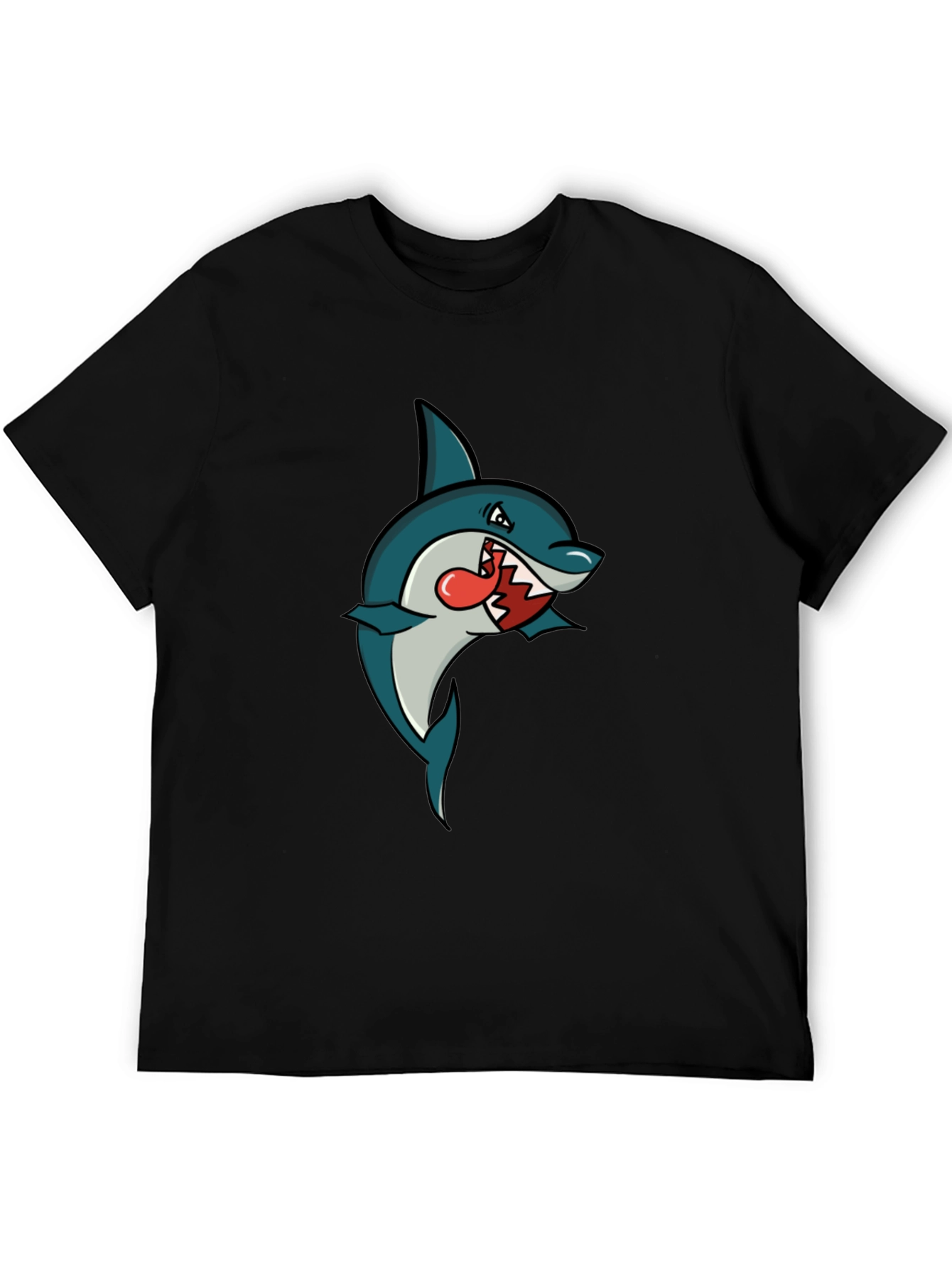 Shark Cartoon Graphic Tee - Mens Black T-Shirt