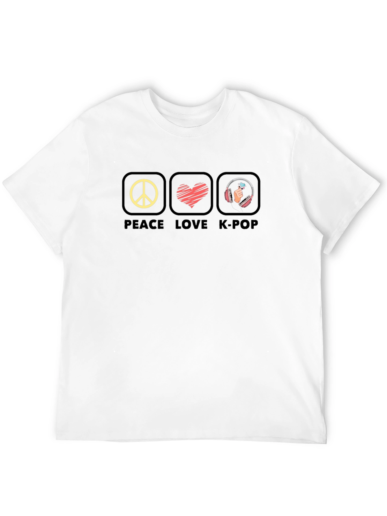 Peace Love K-Pop Graphic Tee - Black Unisex T-Shirt