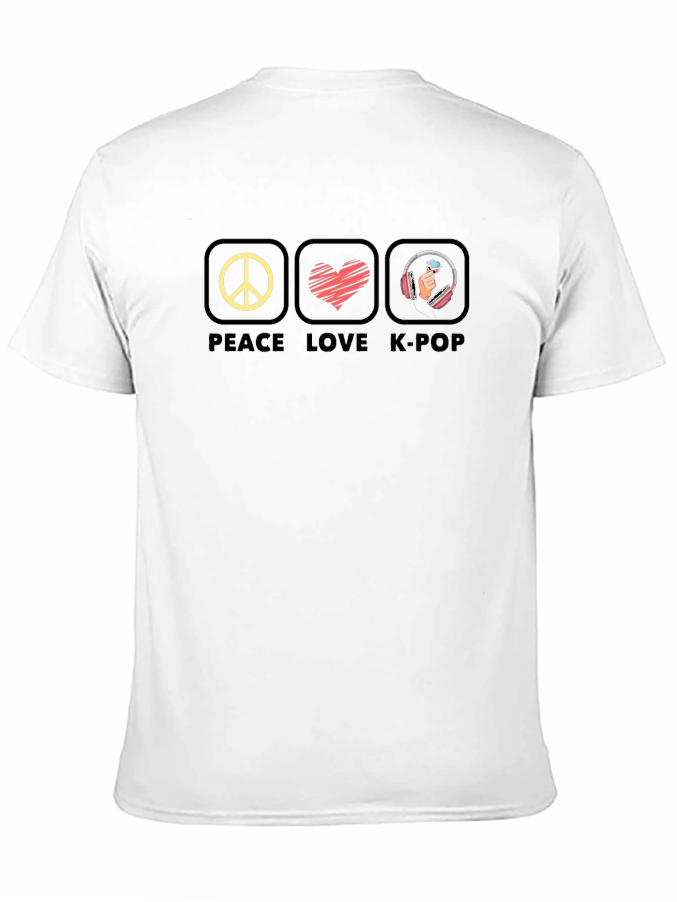 Peace Love K-Pop Graphic Tee - Black Unisex T-Shirt