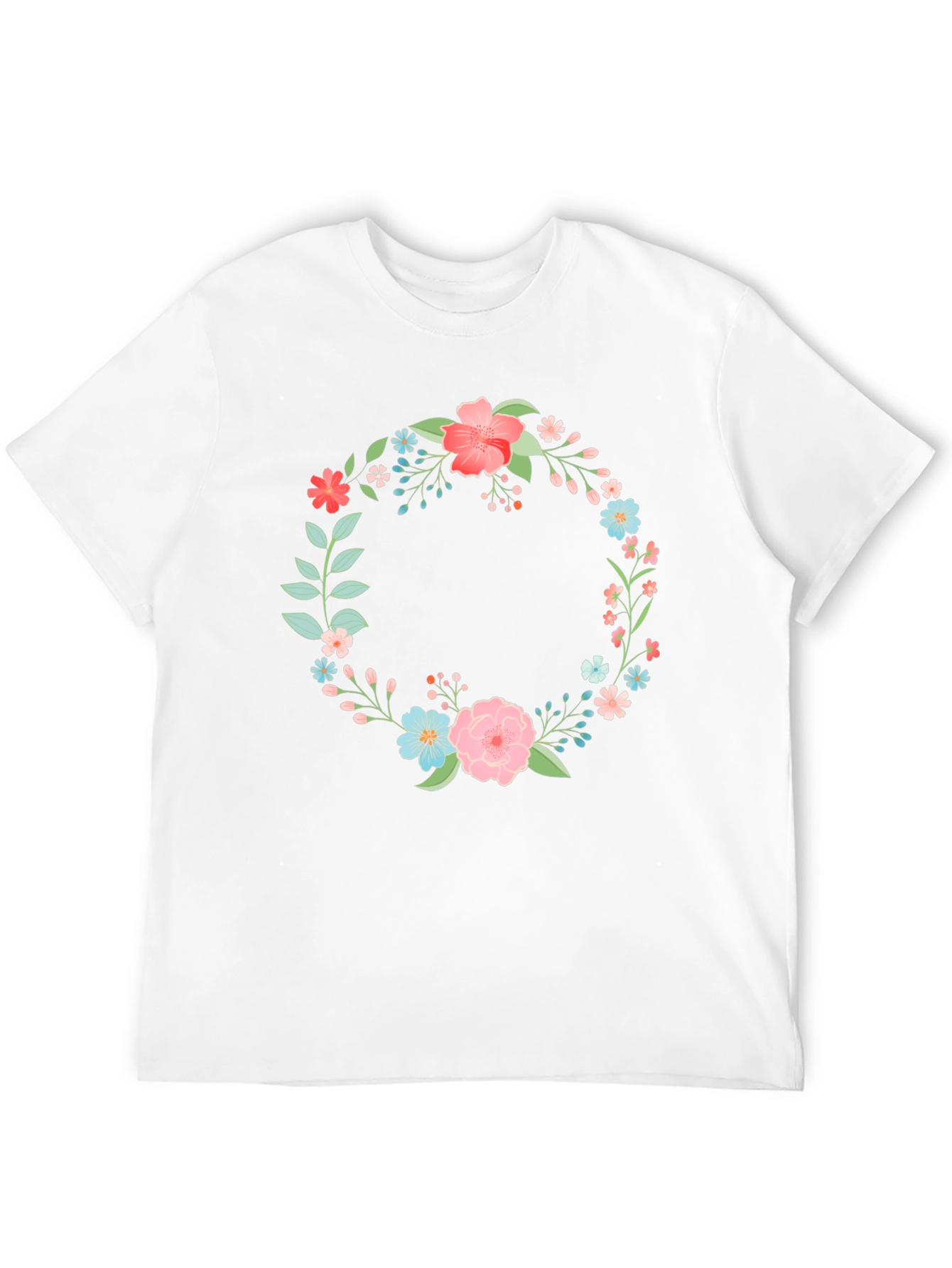 Floral Wreath Graphic Black T-Shirt