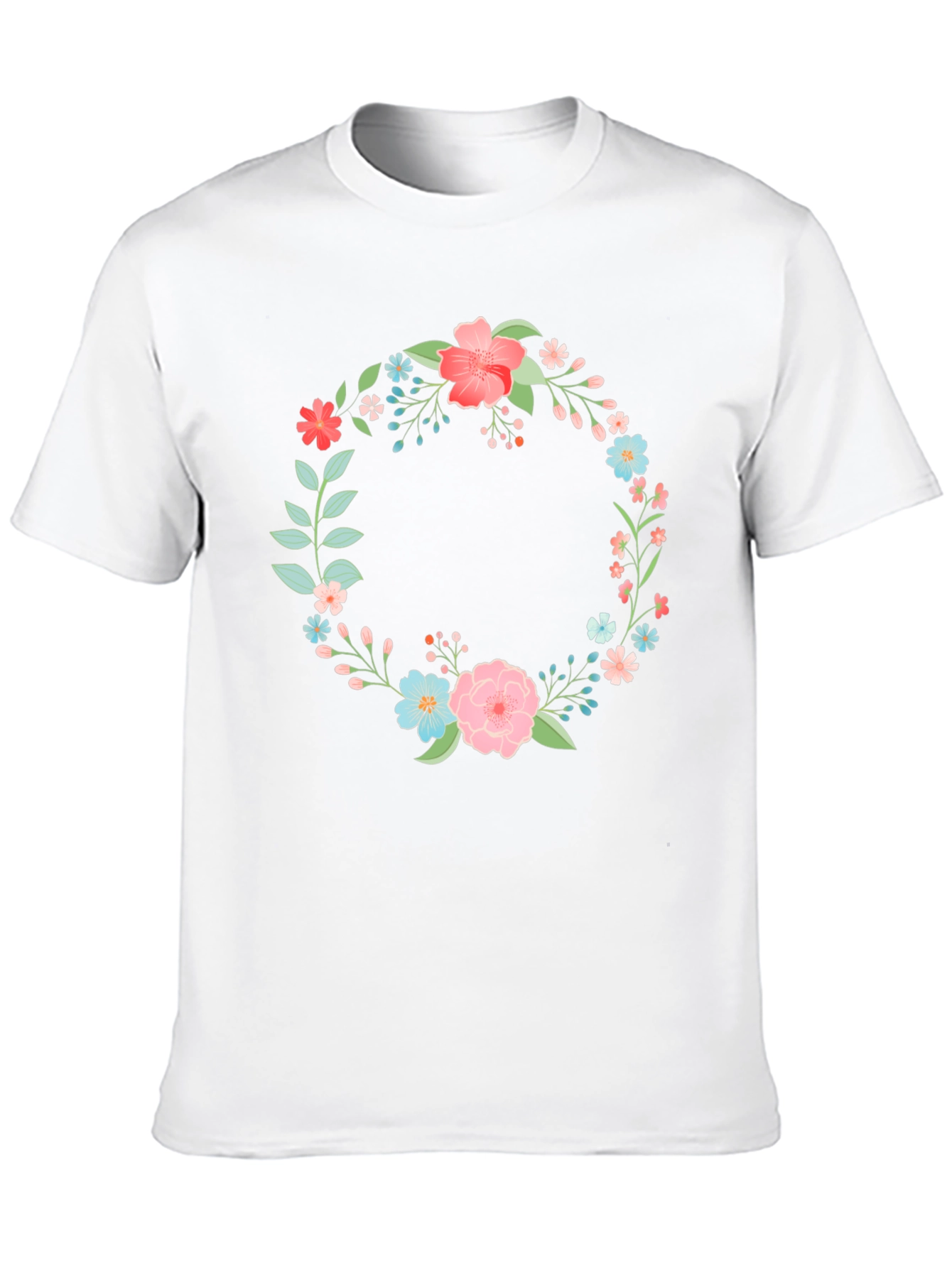 Floral Wreath Graphic Black T-Shirt