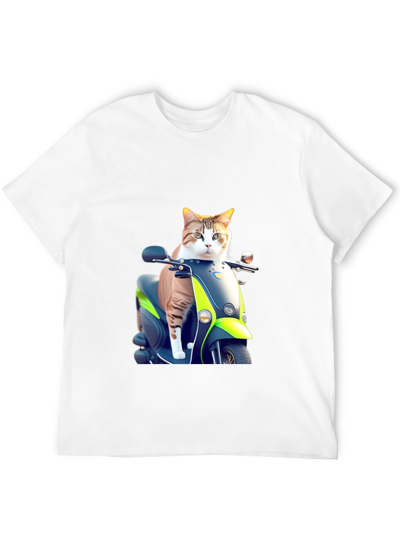Cat on Scooter Graphic T-Shirt - Black Cotton Tee